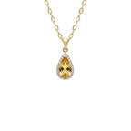 Teardrop Cut Peridot Pendant, 24k Halo Moissanite Jewelry
