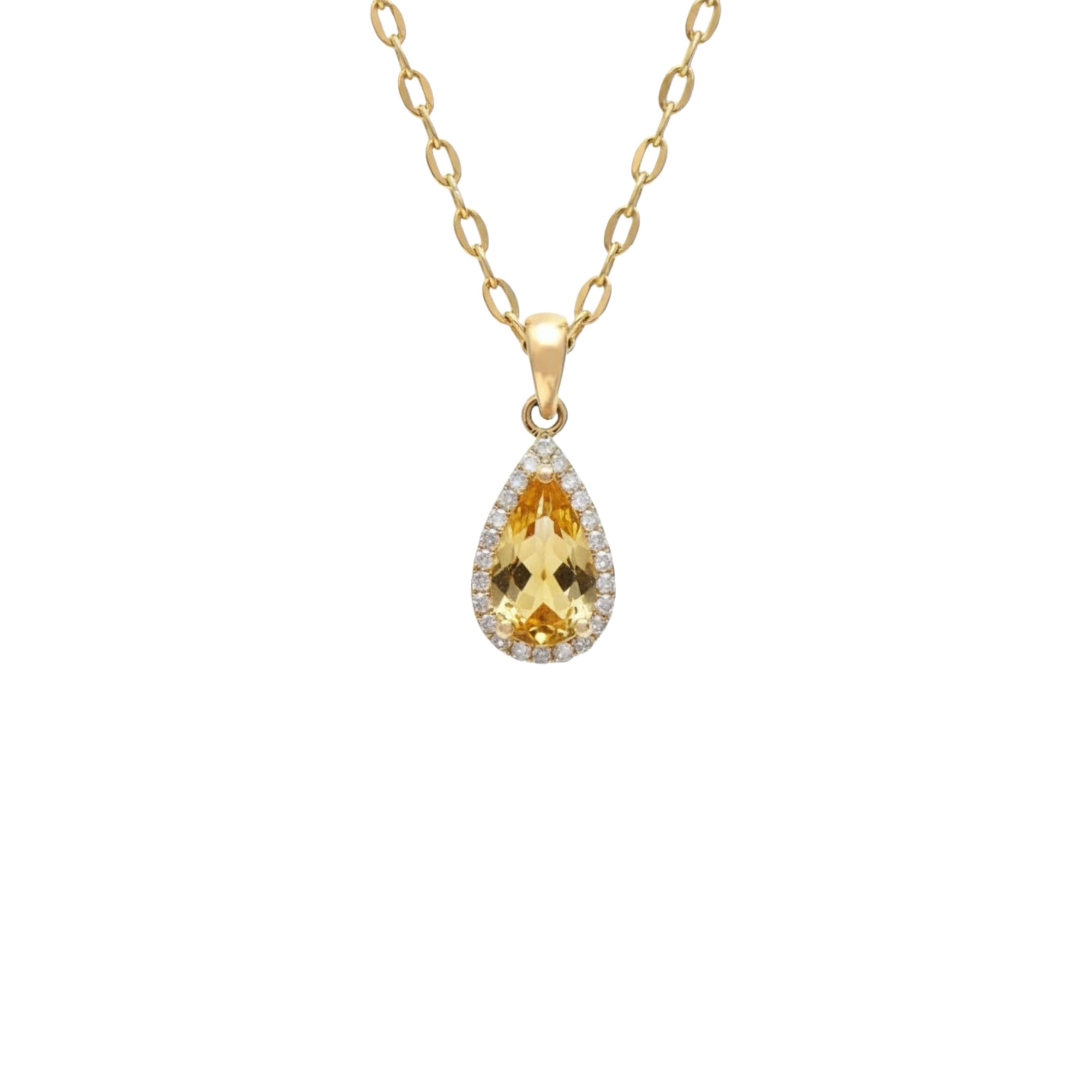 Teardrop Cut Peridot Pendant, 24k Halo Moissanite Jewelry