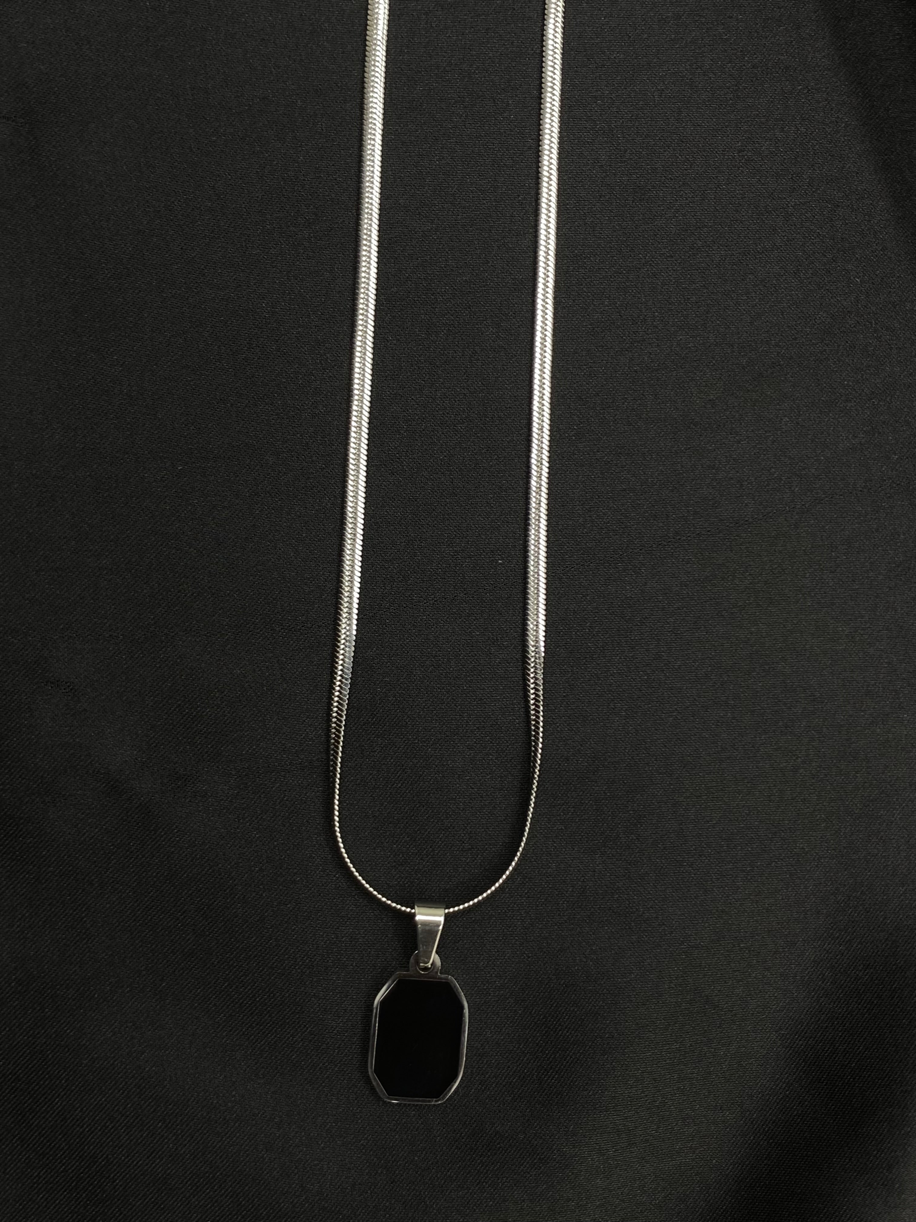 Modern Silver Dog Tag Pendant Necklace
