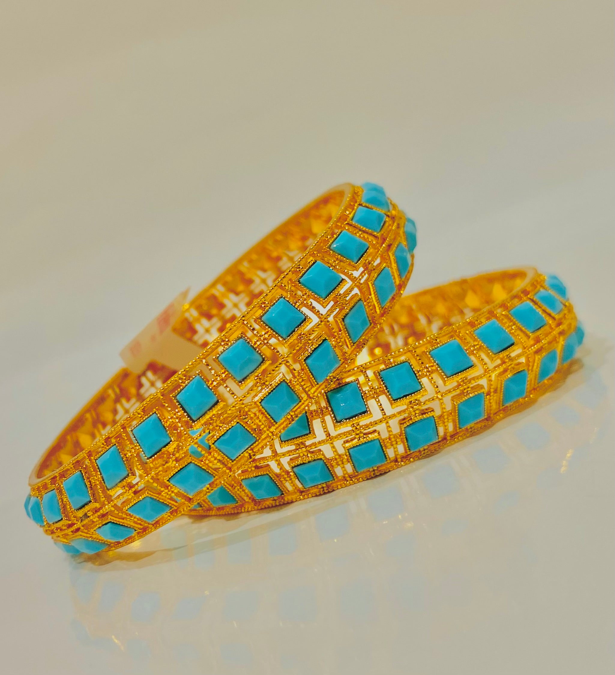 Exquisite Gold and Turquoise Bangles – A Fusion of Tradition and Elegance