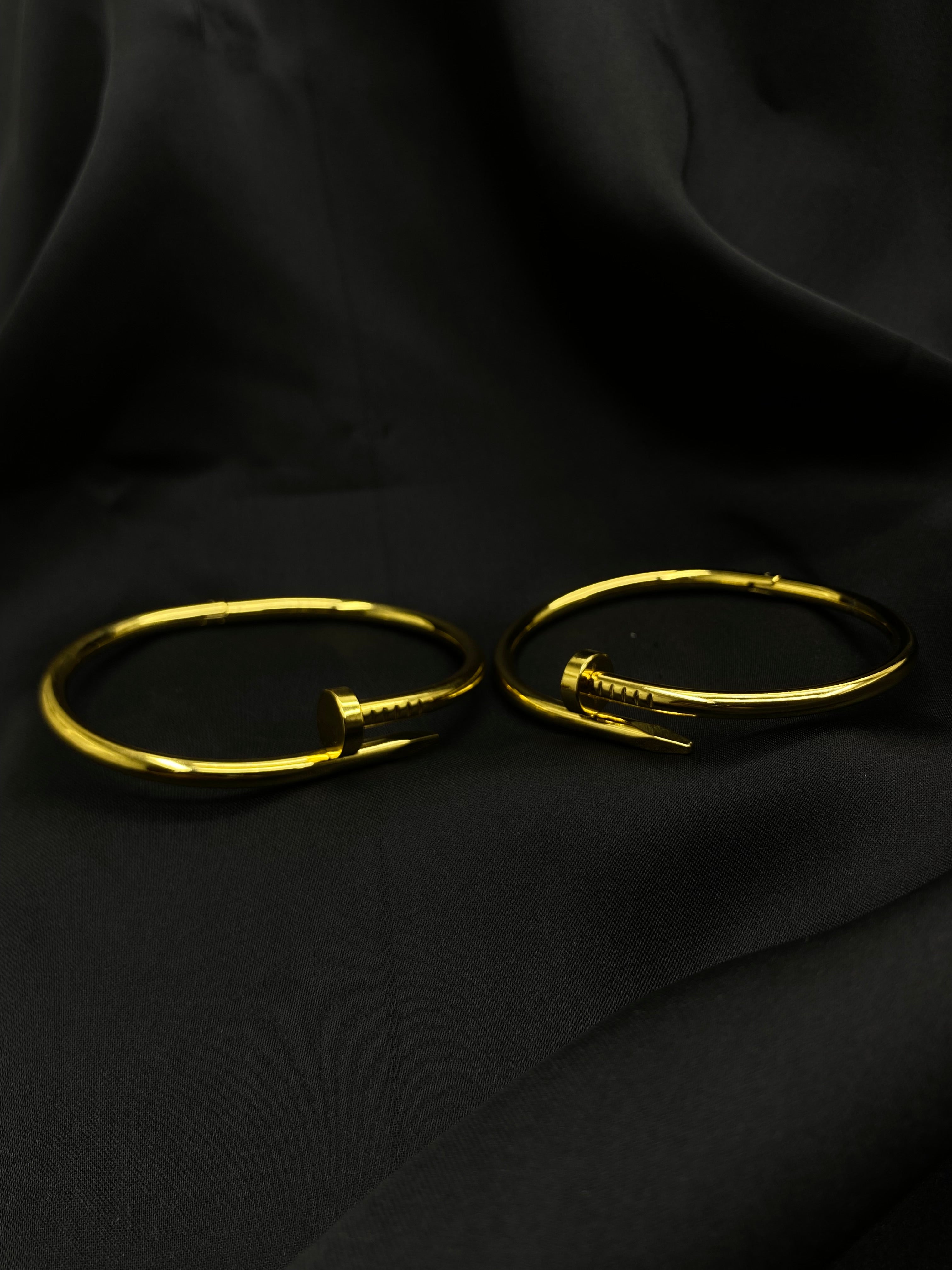 Bold Nail-Head Gold Cuff Bracelet