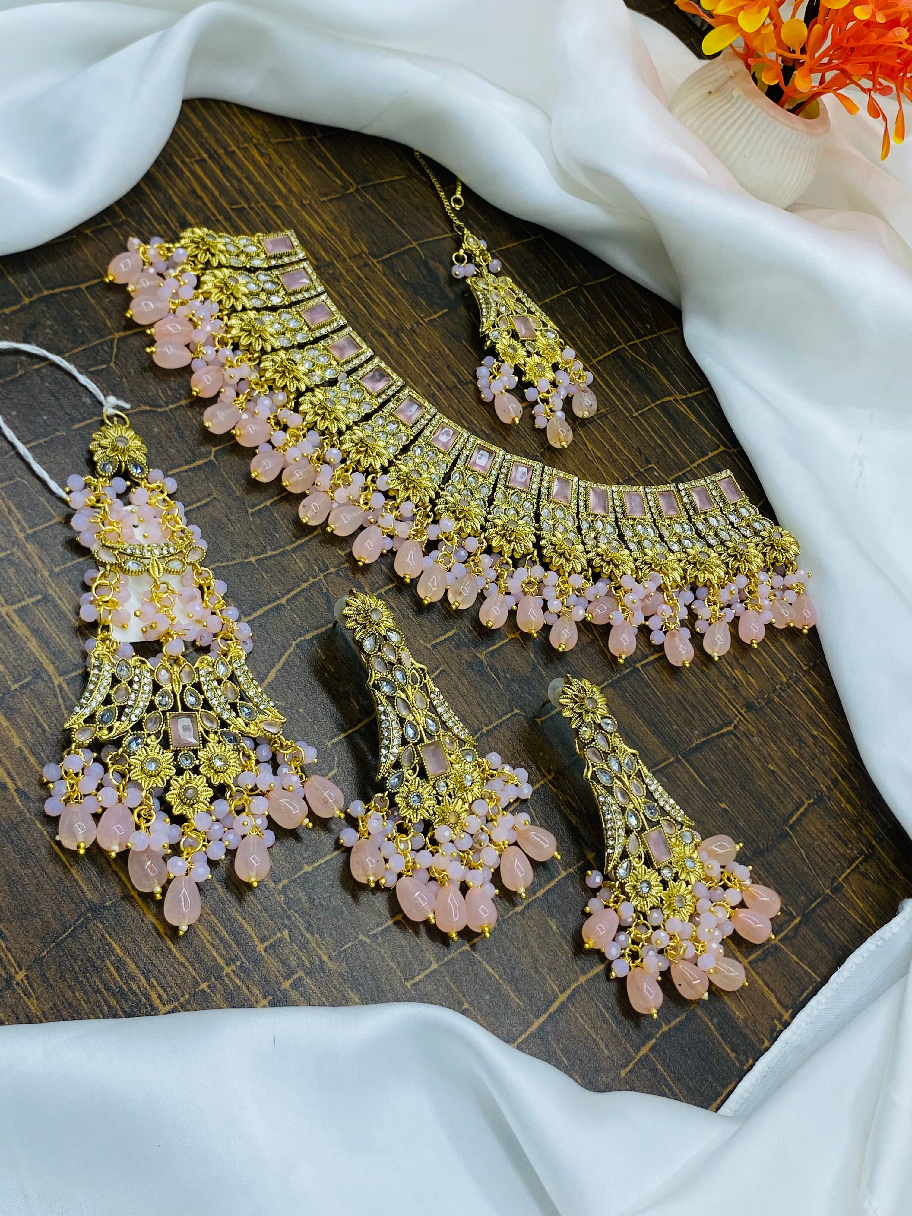 Blush Pink Kundan Bridal Jewelry Set