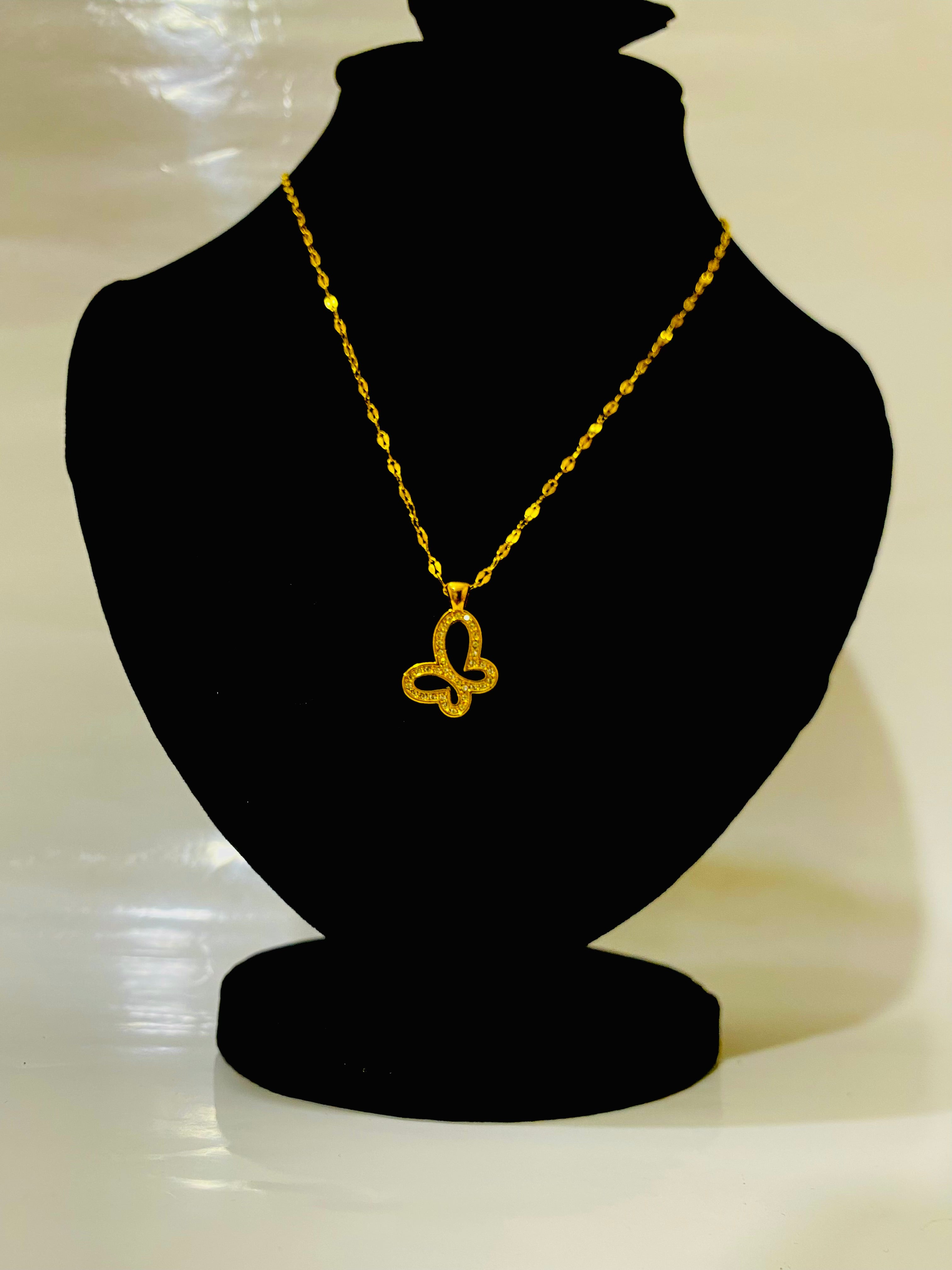 Golden Butterfly Elegance Pendant Necklace