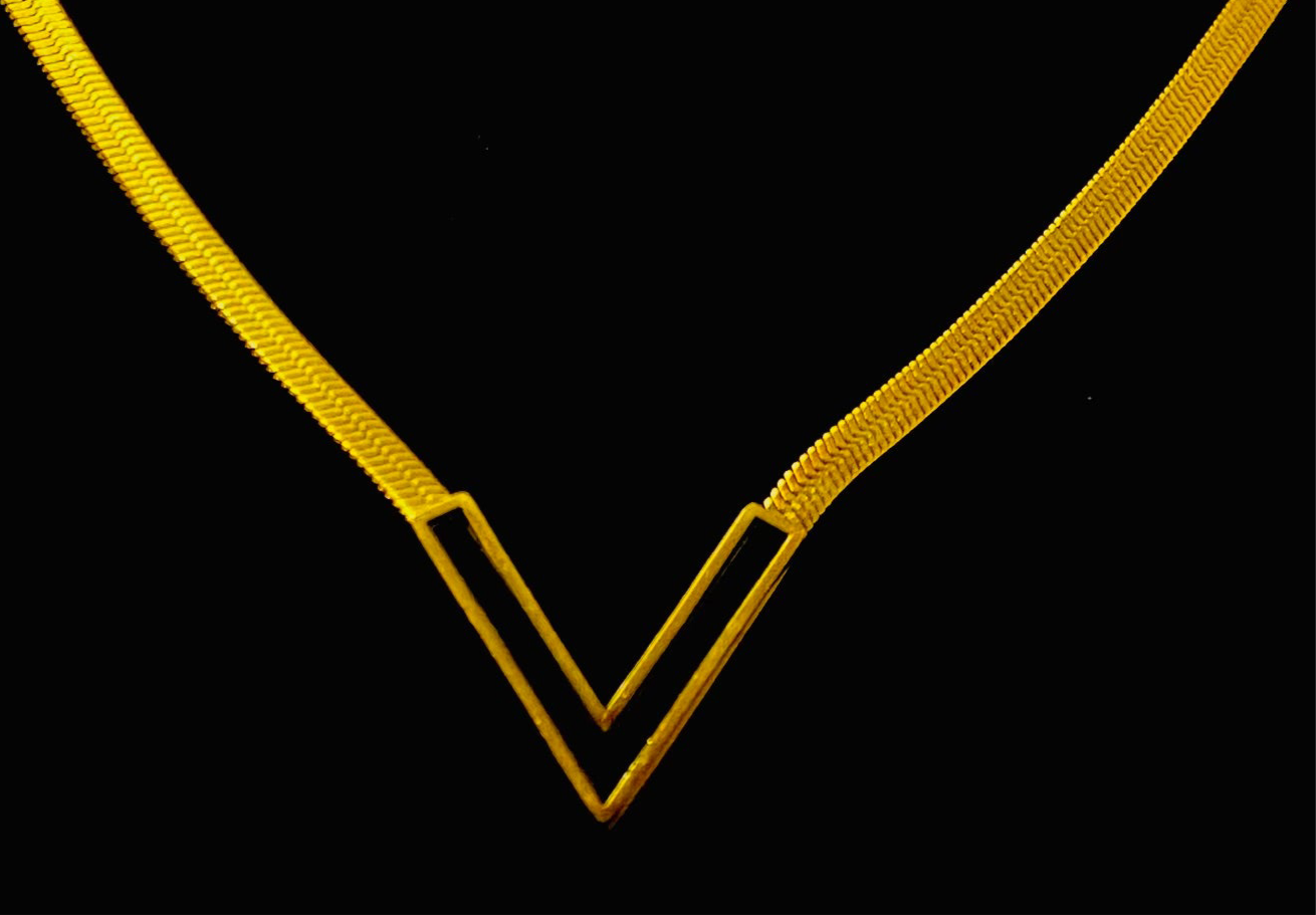 Chic Gold V-Shaped Pendant Necklace