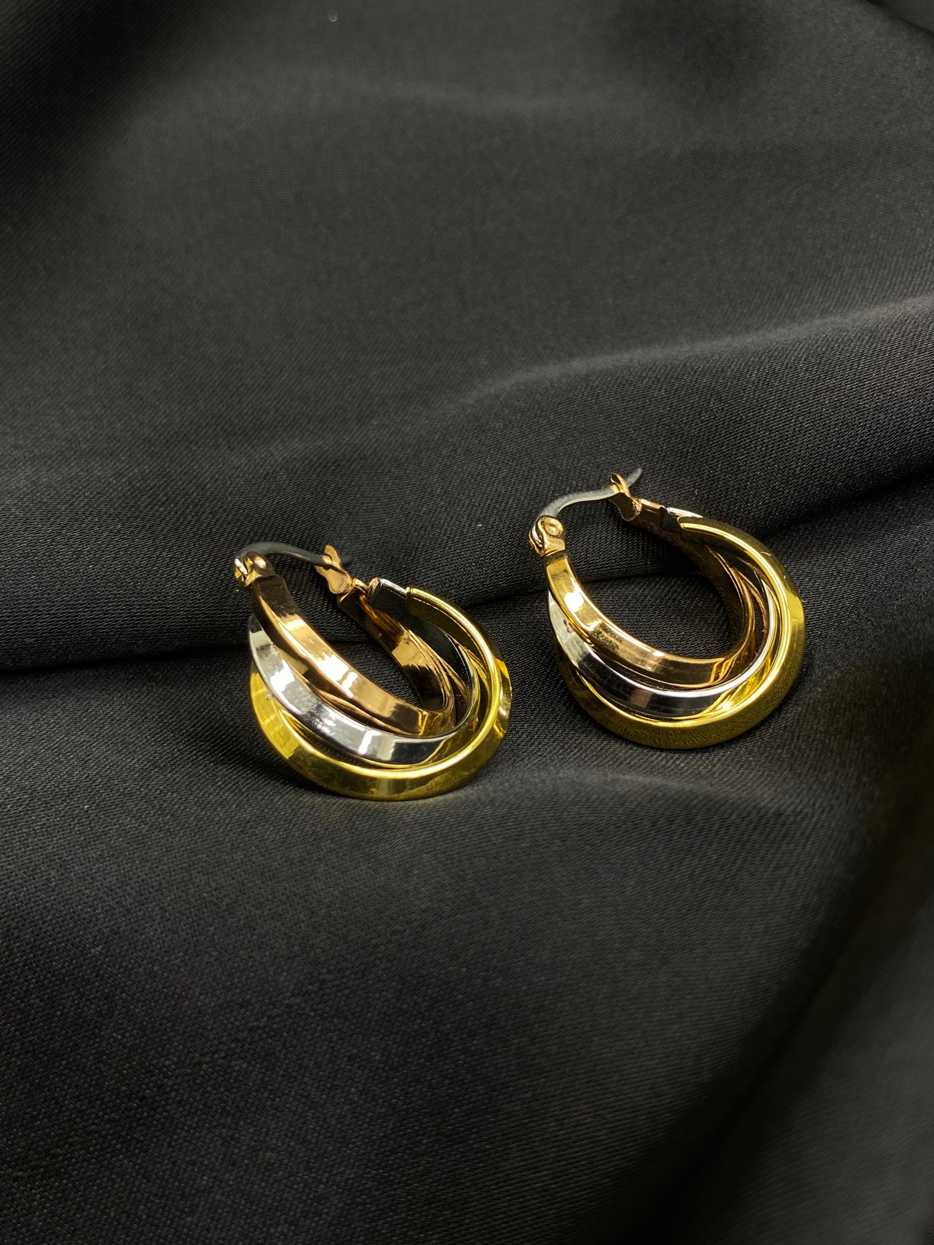 Tri-Tone Hoop Earrings