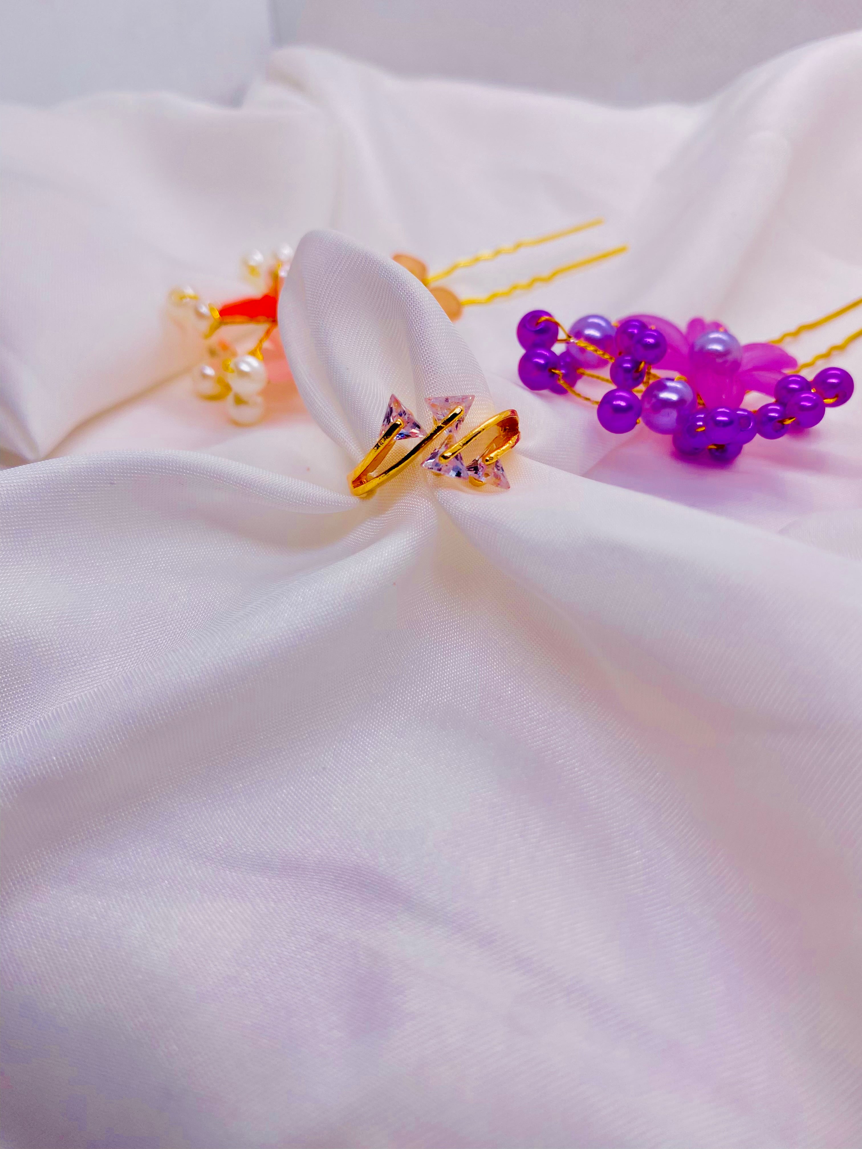 Gold Crystal-Studded Adjustable Ring