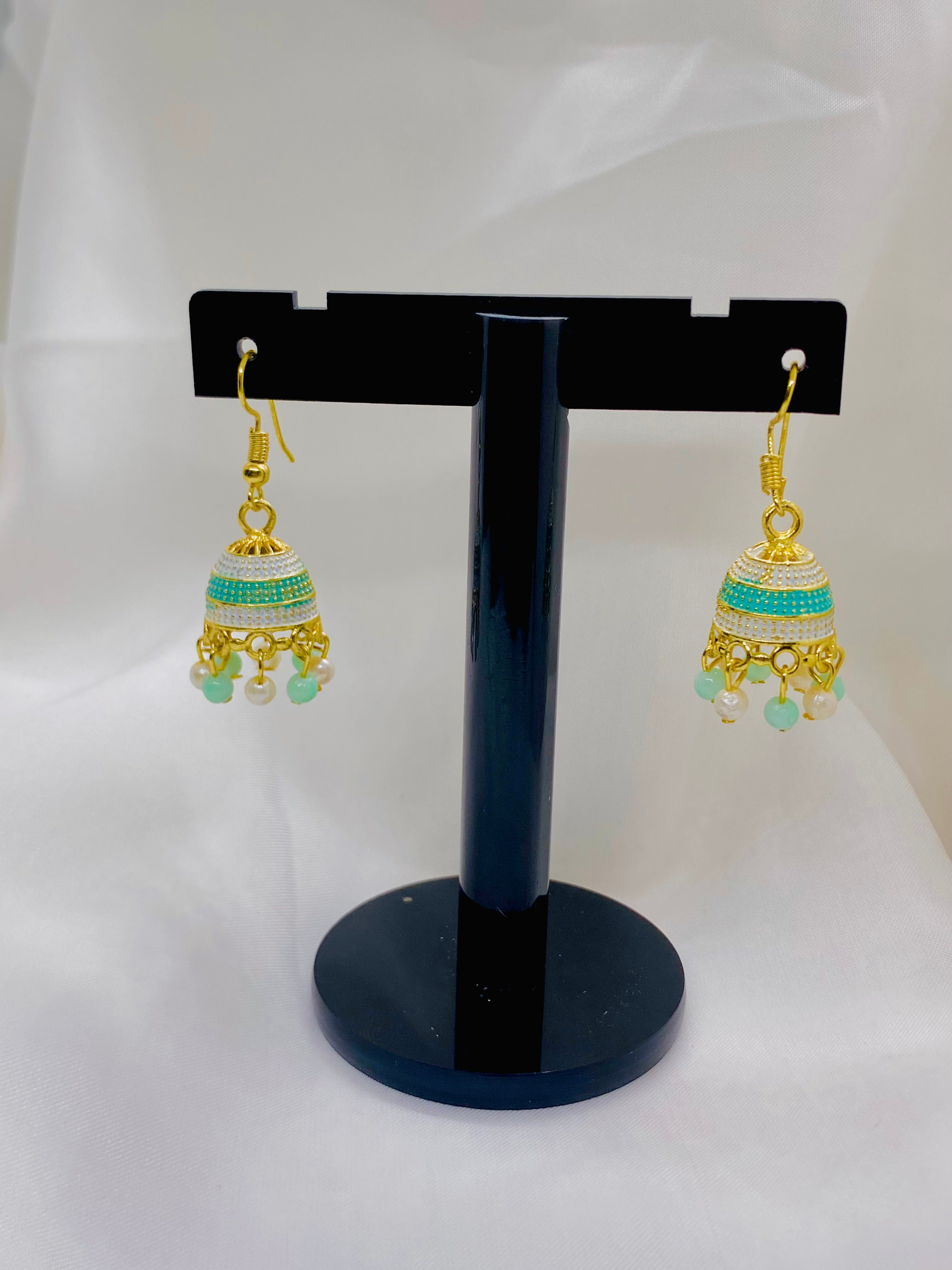 Traditional Jhumka Earrings with Beaded Dangles