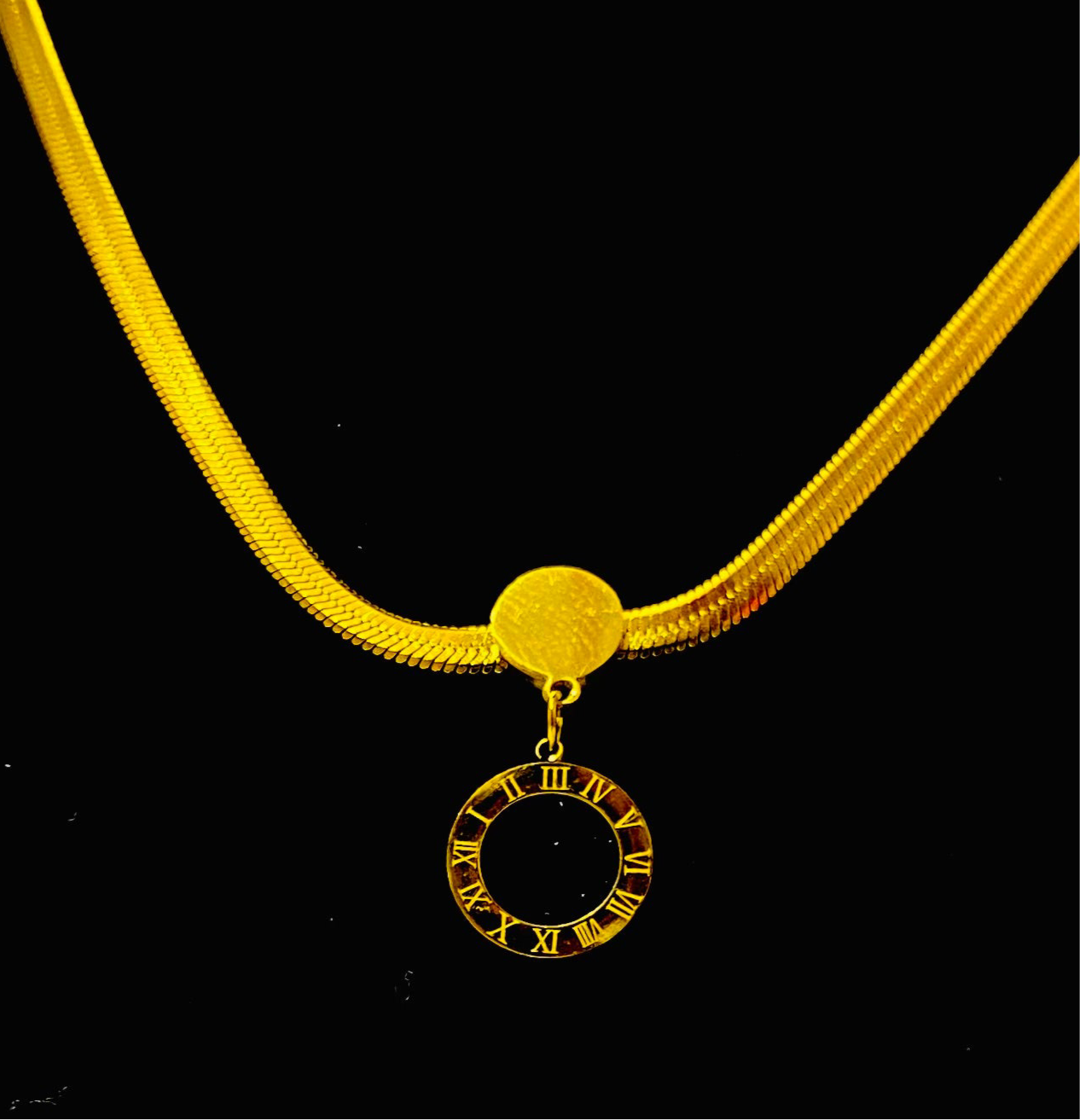 Elegant Gold Roman Numeral Pendant Necklace