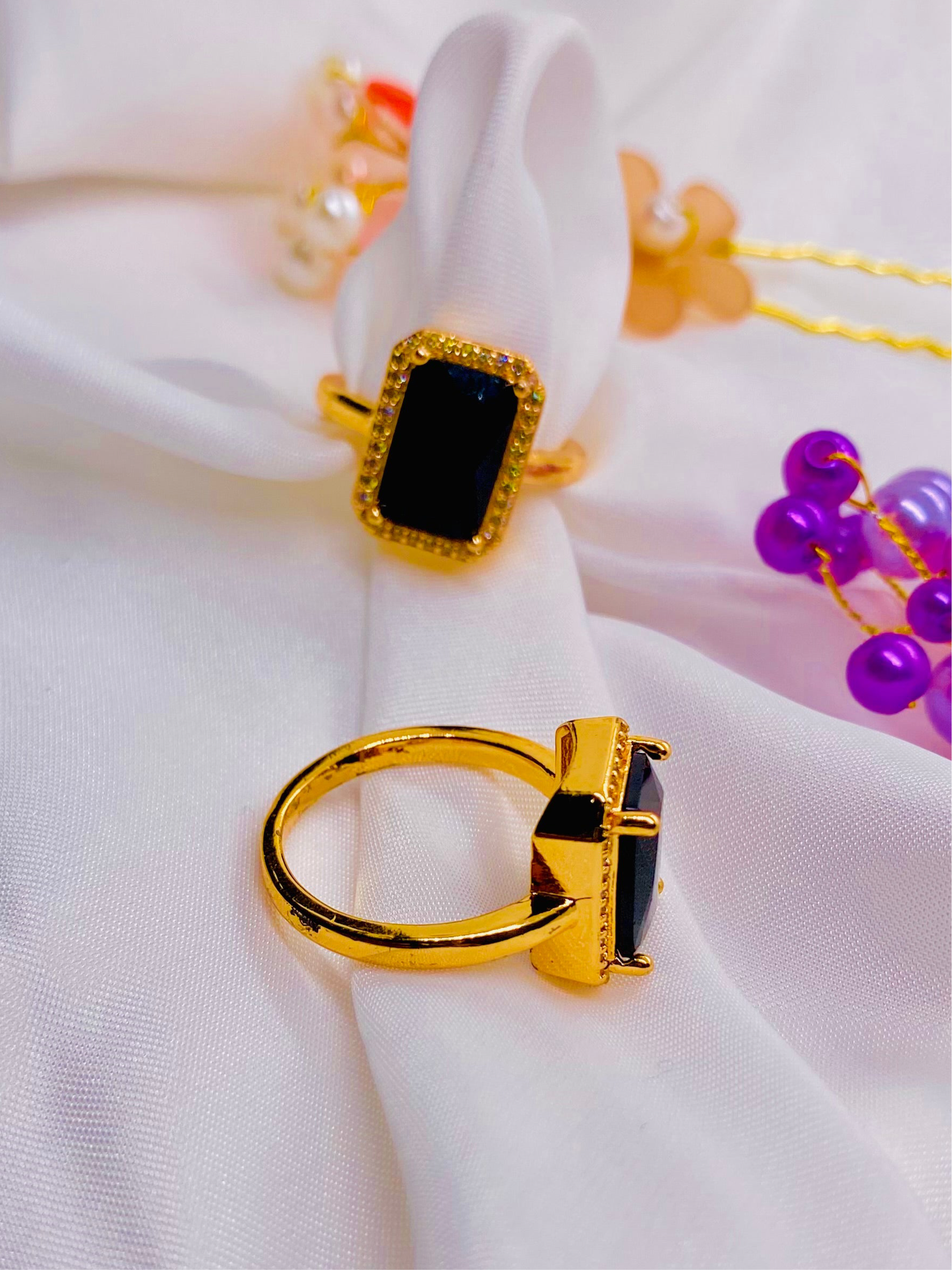 Midnight Elegance Black Stone Ring