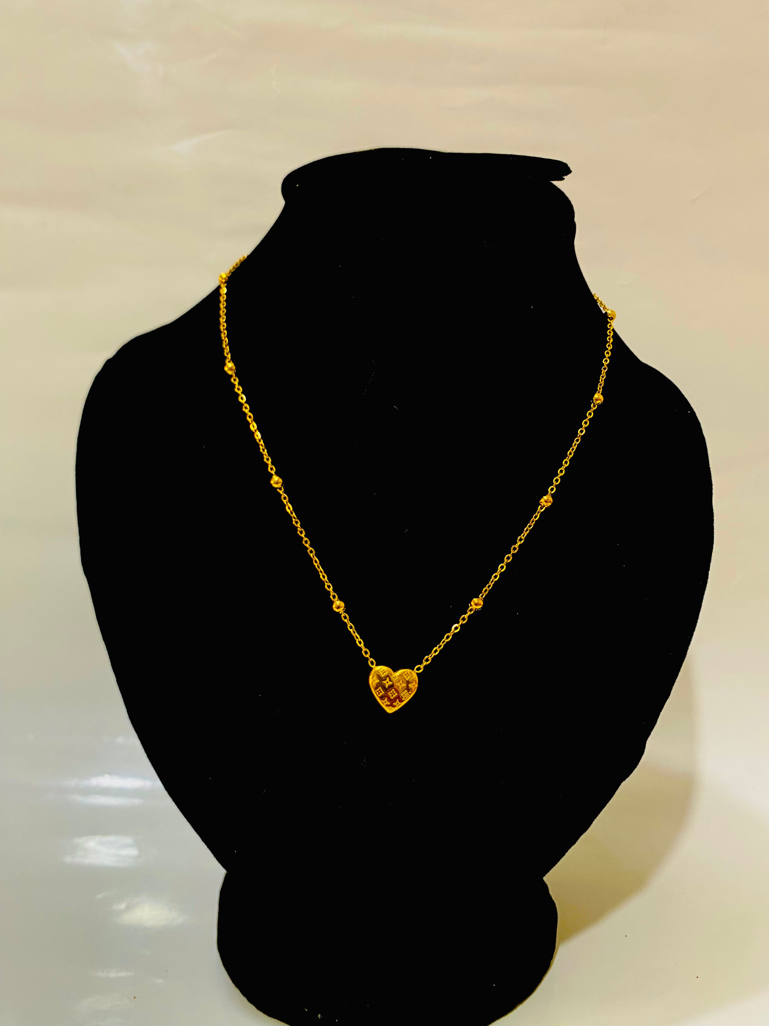 Golden Heart Charm Necklace