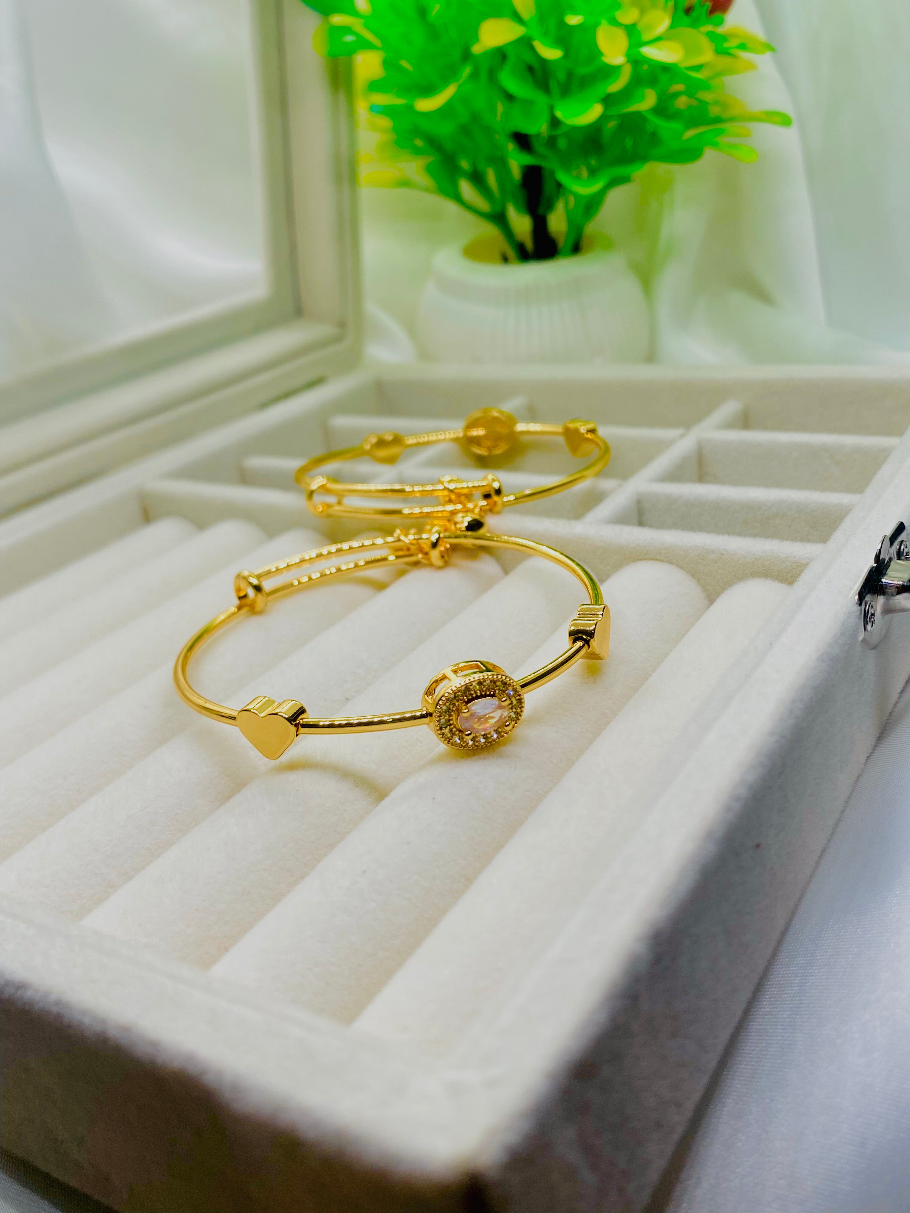 Starlit Hearts & Chime Gold Bangle Duo