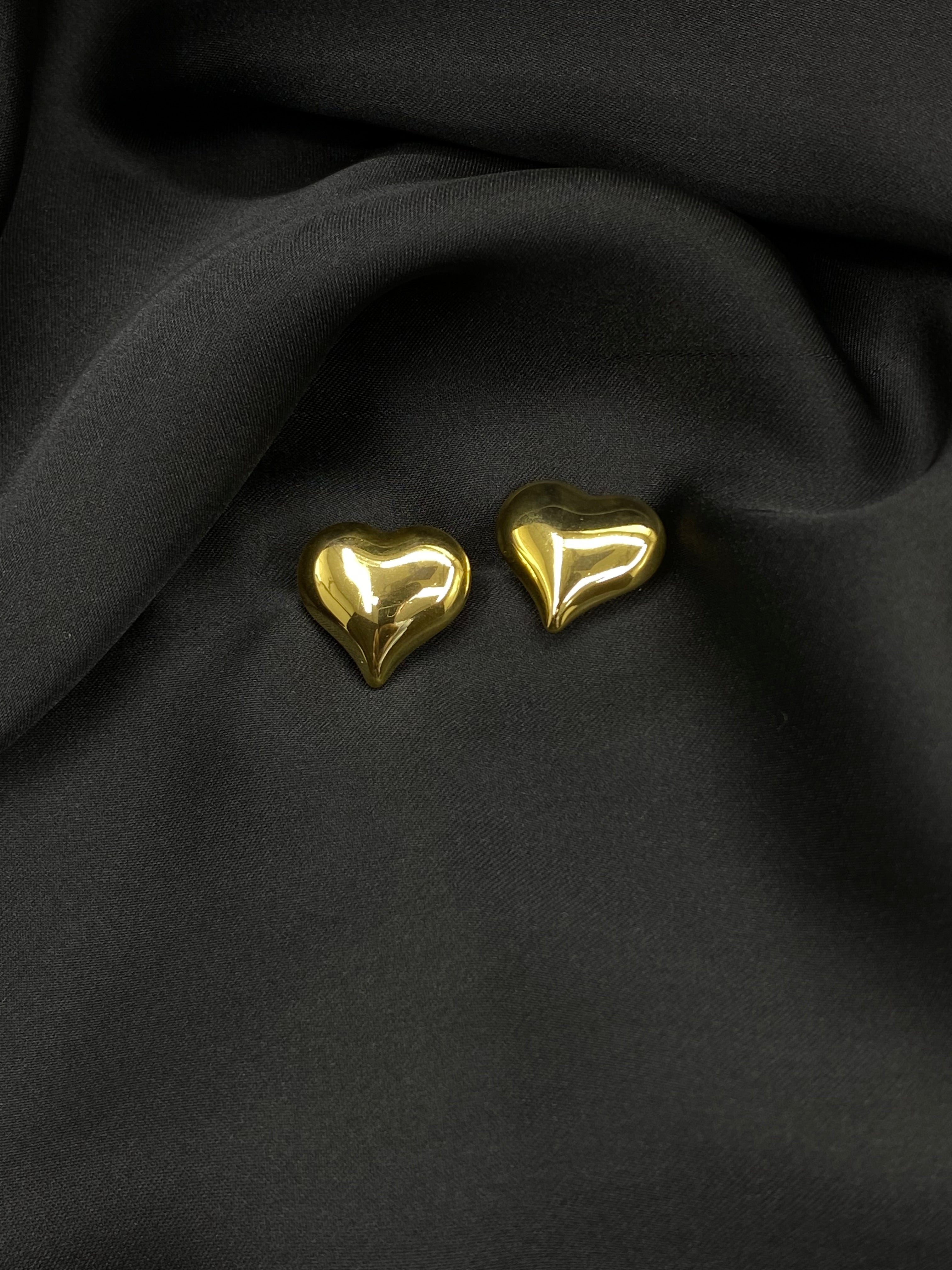 Gold Heart Stud Earrings