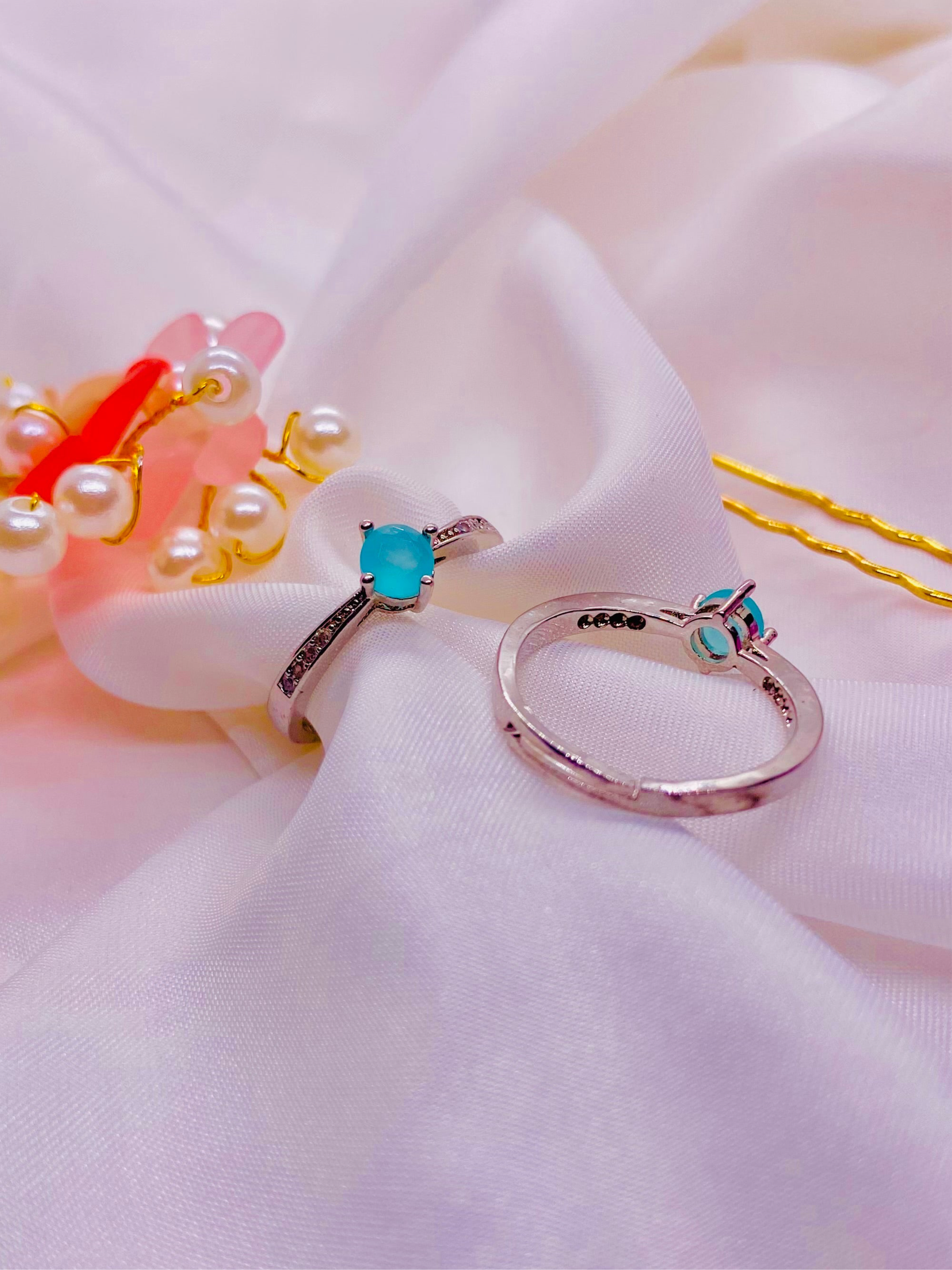 Serenity Sparkle: Aqua Stone Ring
