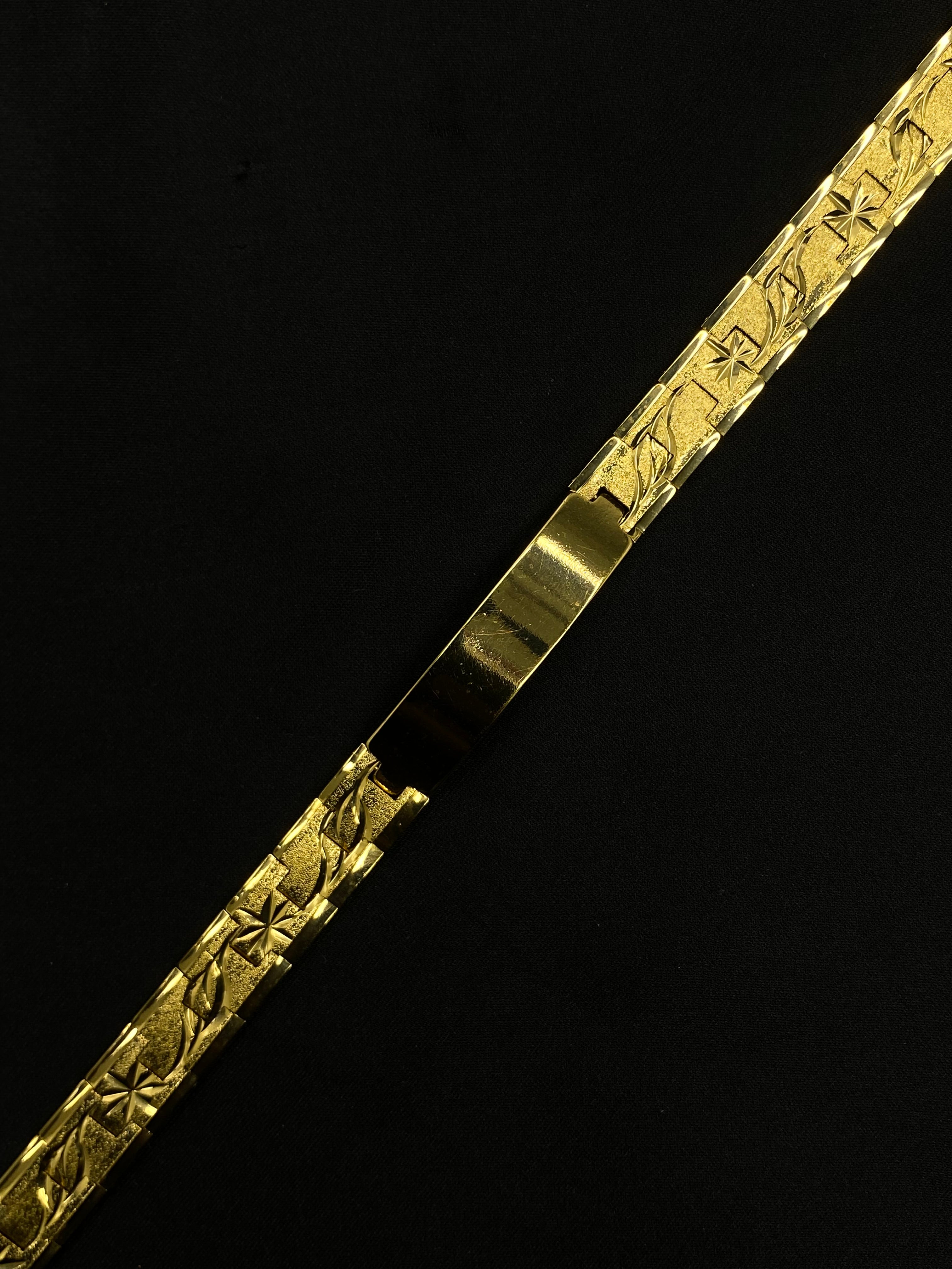 Men’s Gold Plated ID Bracelet – Stylish Textured Link Design for Daily Wear