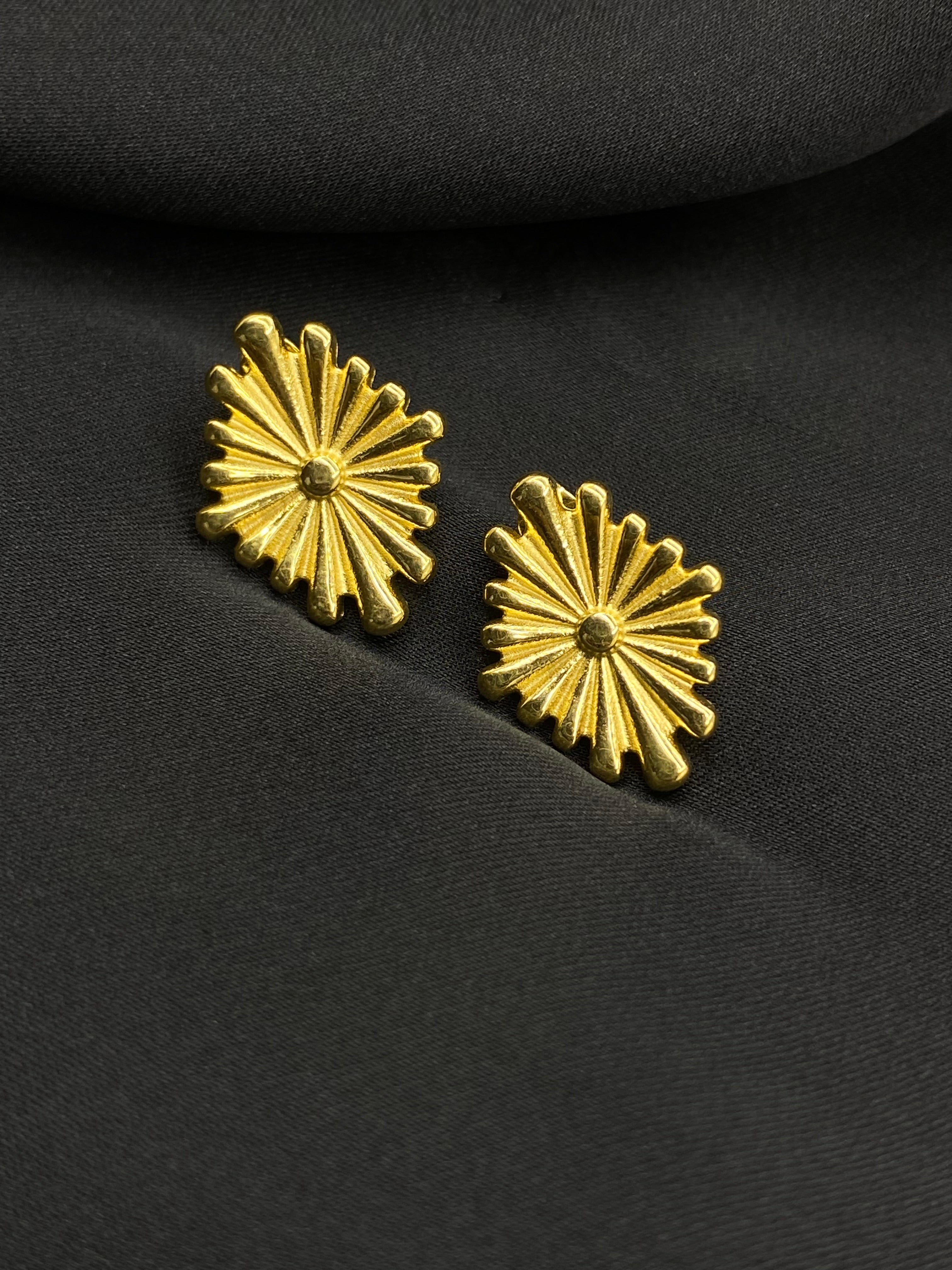 Radiant Burst Gold Stud Earrings