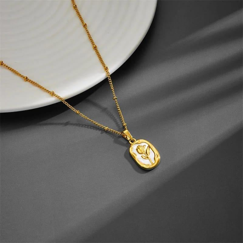 Golden Rose Medallion Necklace