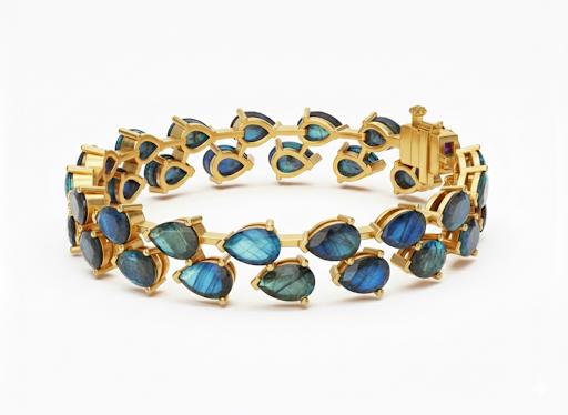 Pear Labradorite Tennis Bracelet • Stackable Teardrop Birthstone Bracelet • Gemstone Jewelry in Gold Vermeil