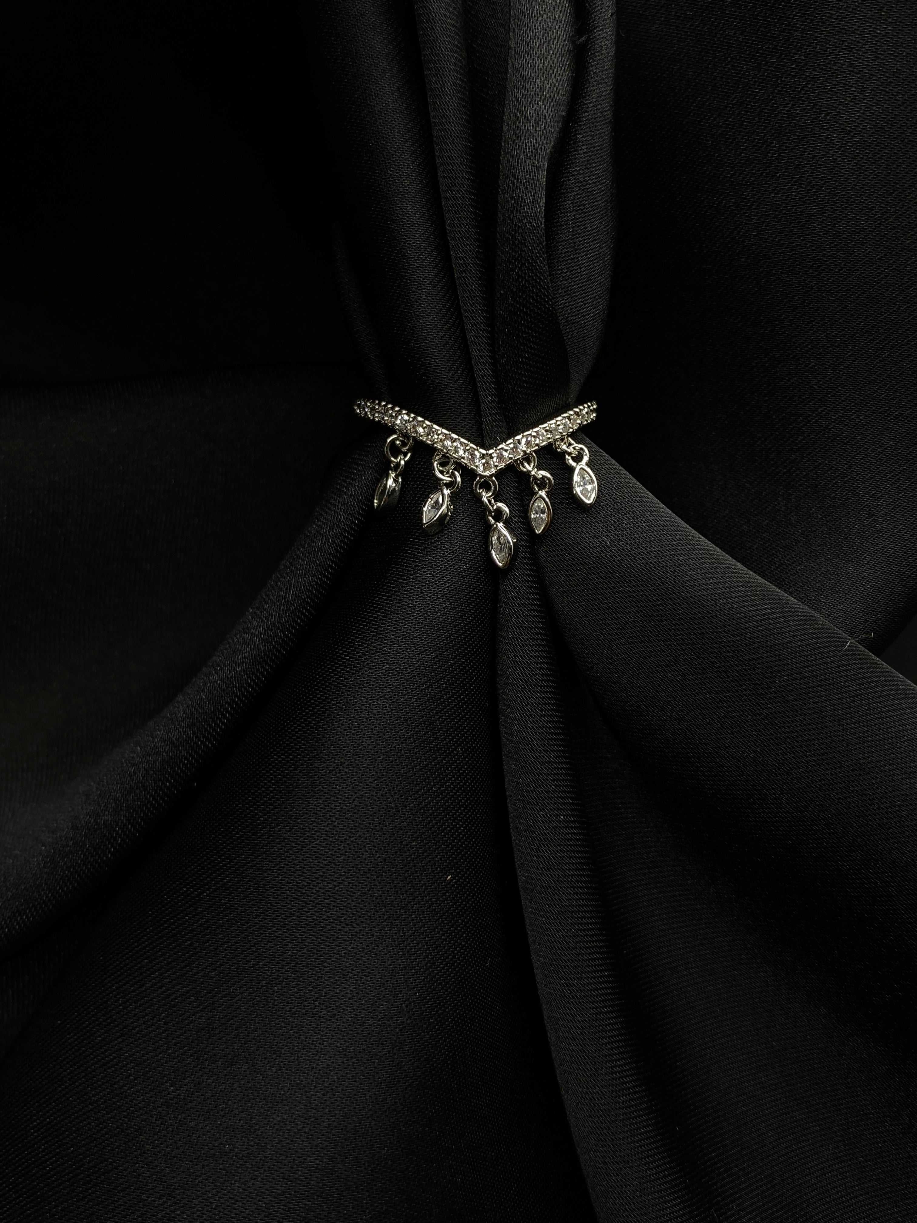 Celestial Charm: V-Shaped Dangling Diamond Ring