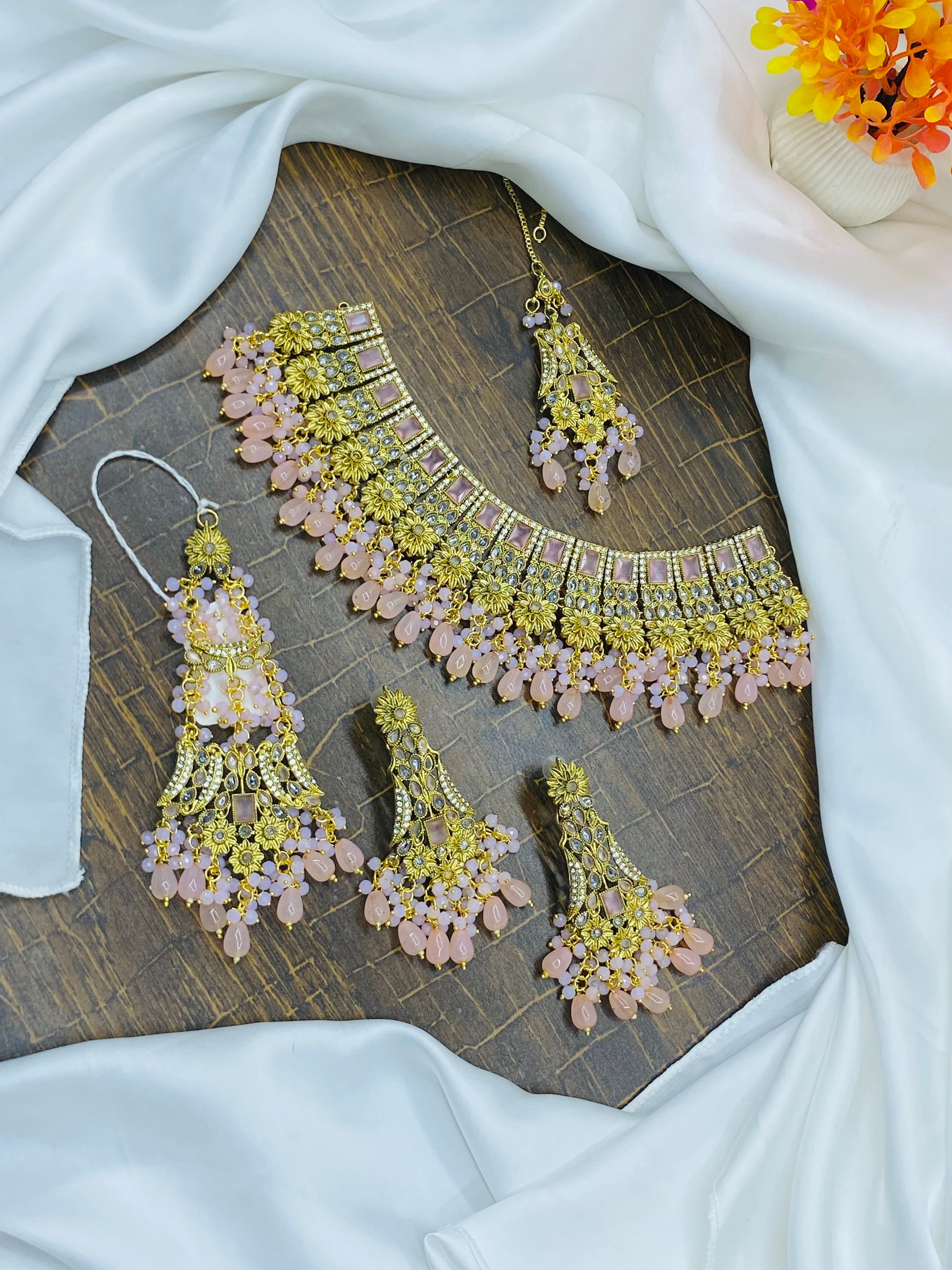 Blush Pink Kundan Bridal Jewelry Set