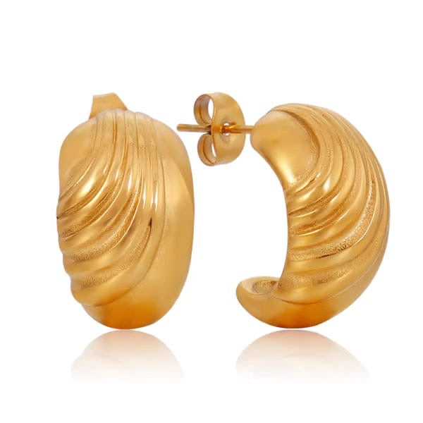 Elegant Vintage-Inspired Gold Dome Hoop Earrings