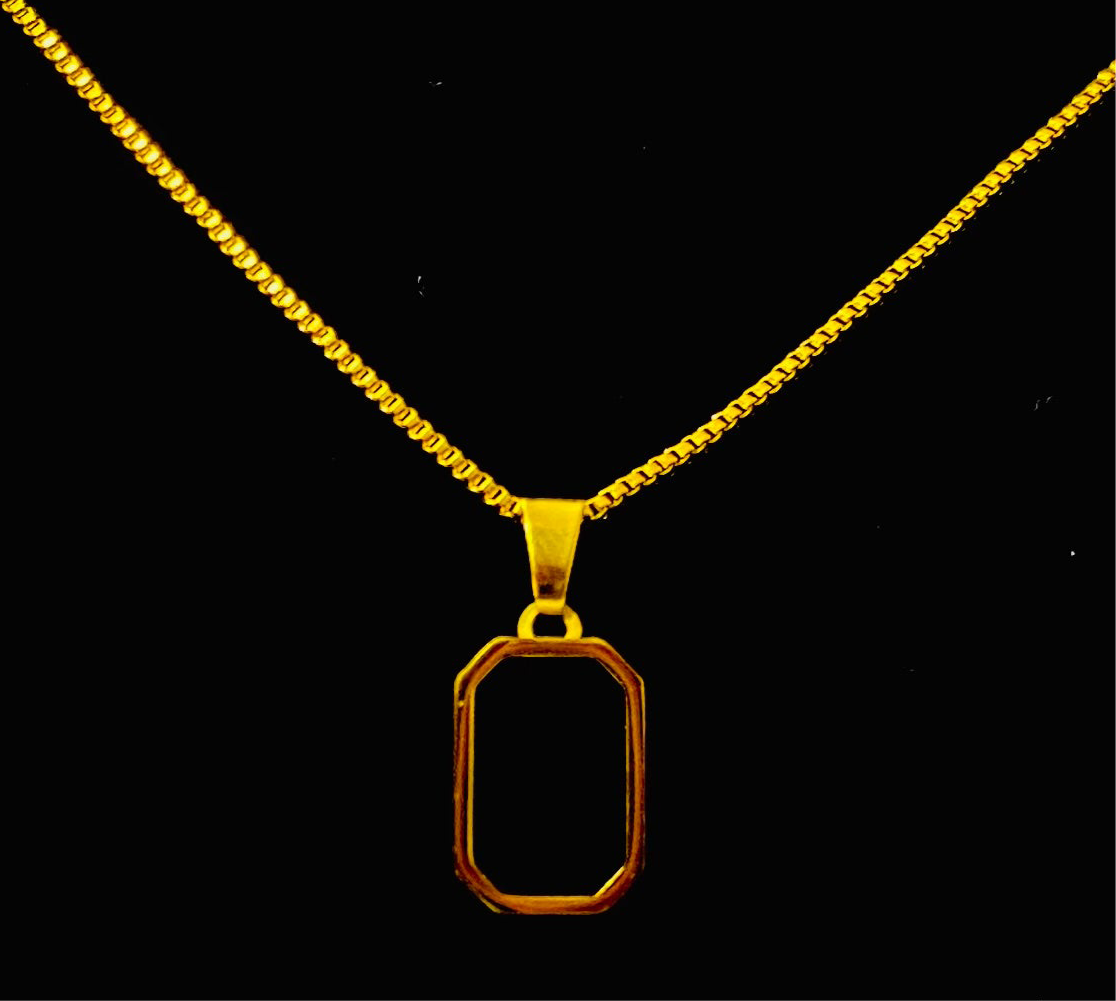 Elegant Gold Rectangle Pendant Necklace