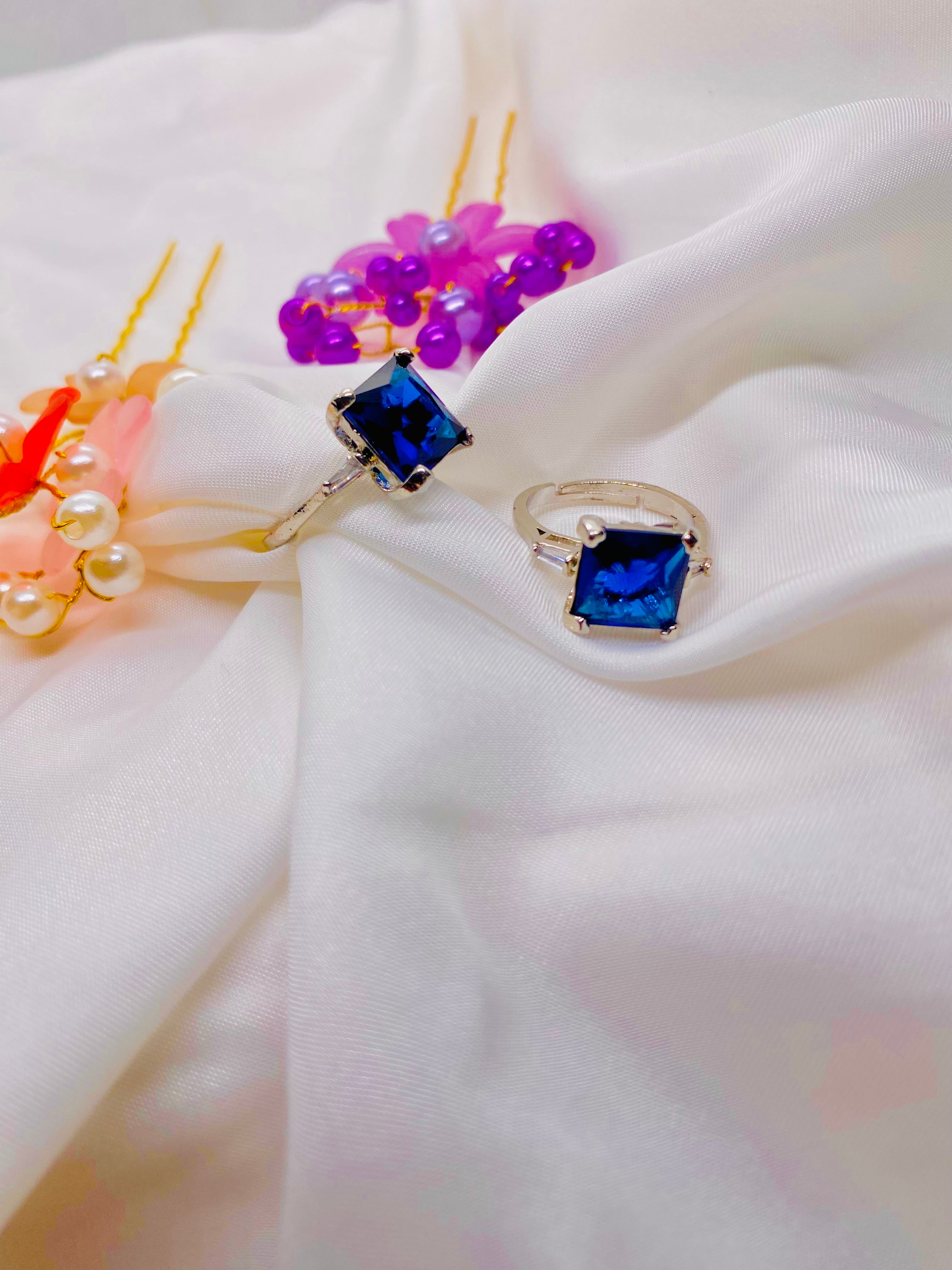 Royal Blue Elegance – Statement Gemstone Ring Set