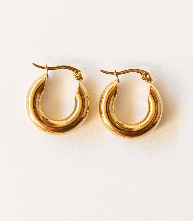 Bold Crescent Gold Hoop Earrings