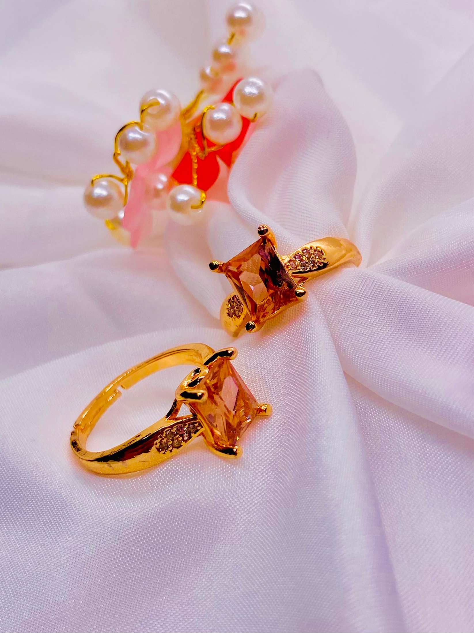 Golden Citrine Square‑Cut Solitaire Ring