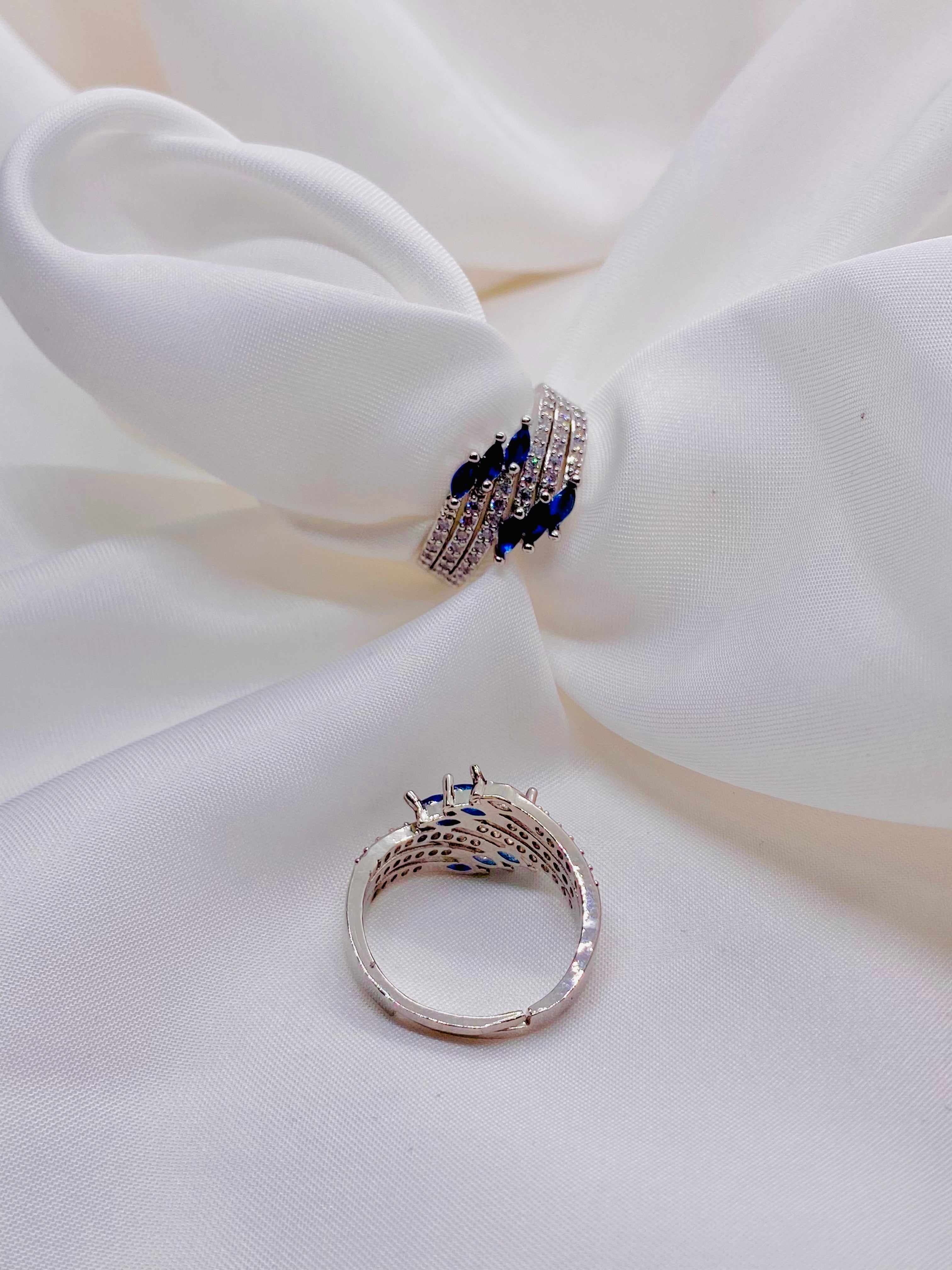 Elegant Sapphire and Diamond Band Ring