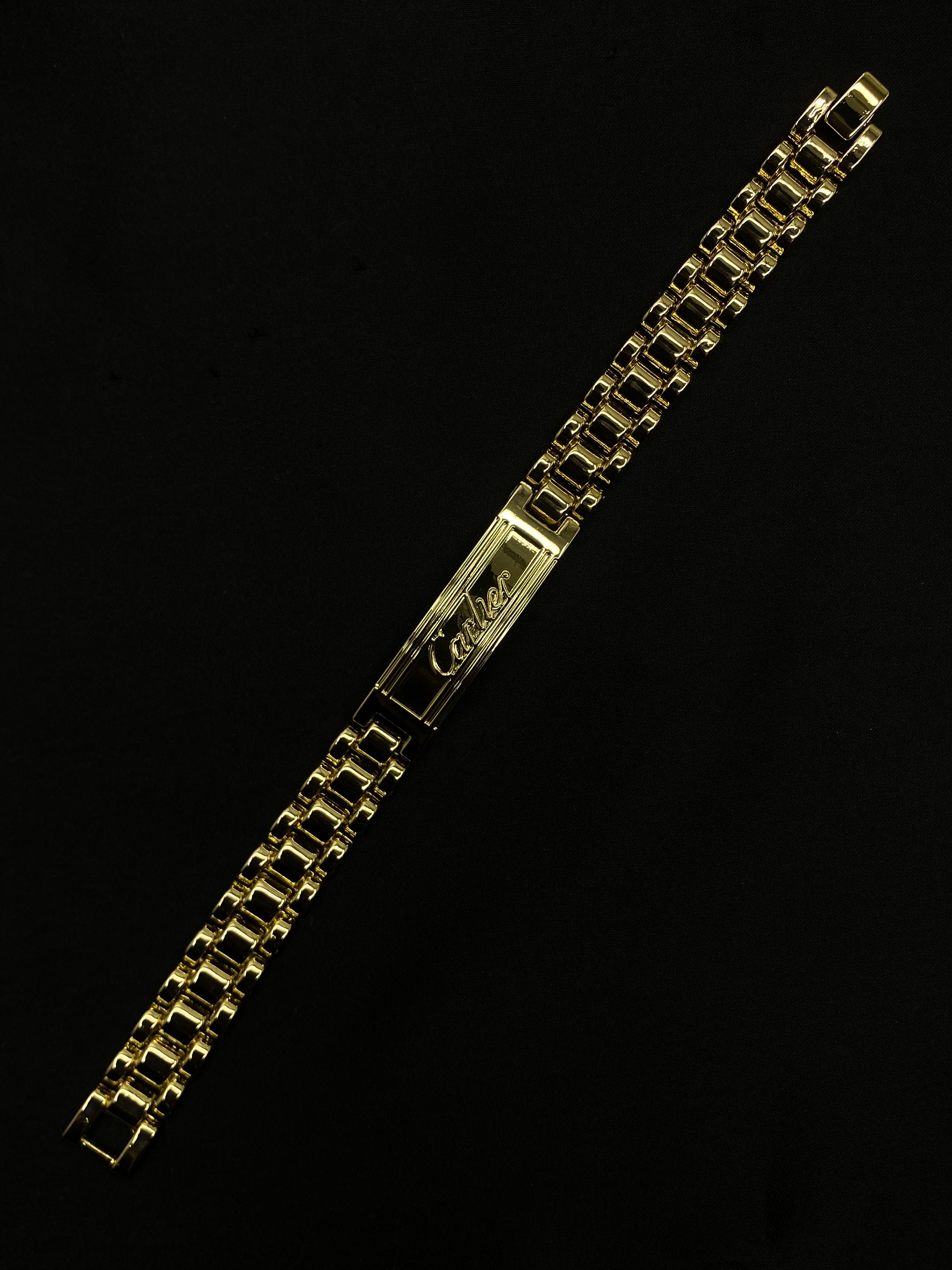 Cartier-Style Gold Watch Bracelet Strap – Polished Link Design