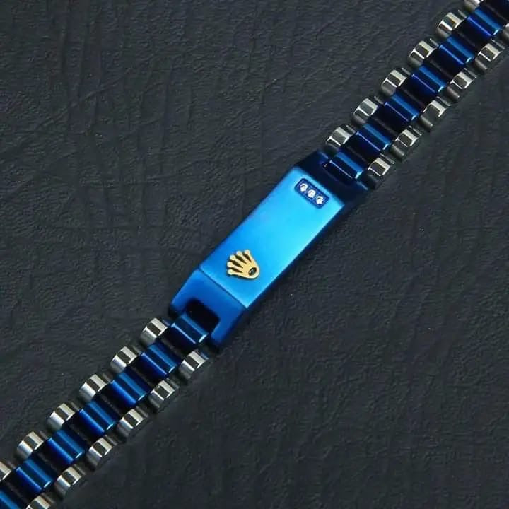 Rolex-Inspired Luxury Blue and Silver Link Bracelet
