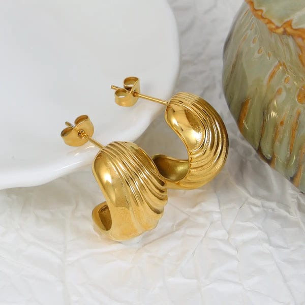 Elegant Vintage-Inspired Gold Dome Hoop Earrings