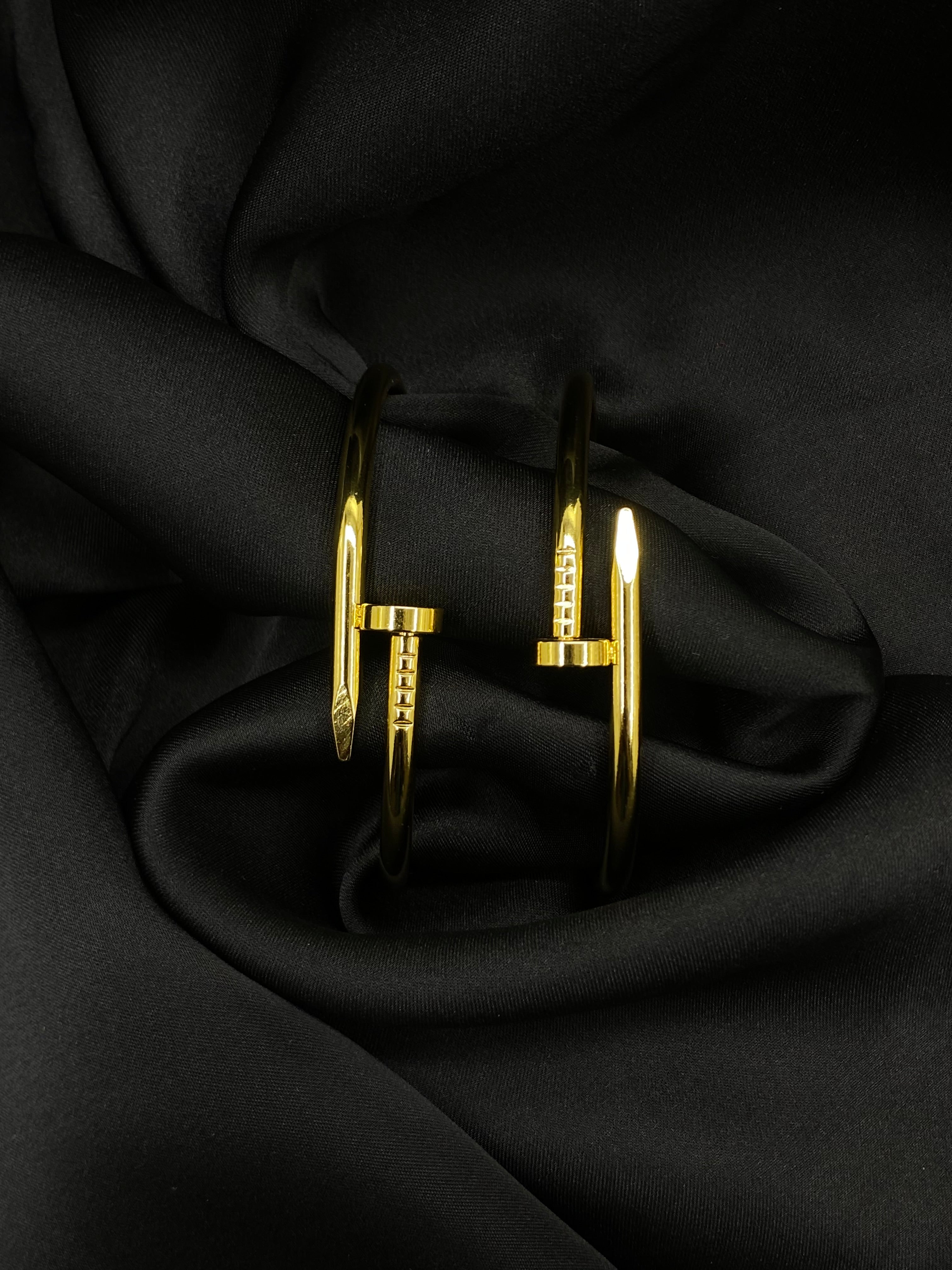 Bold Nail-Head Gold Cuff Bracelet