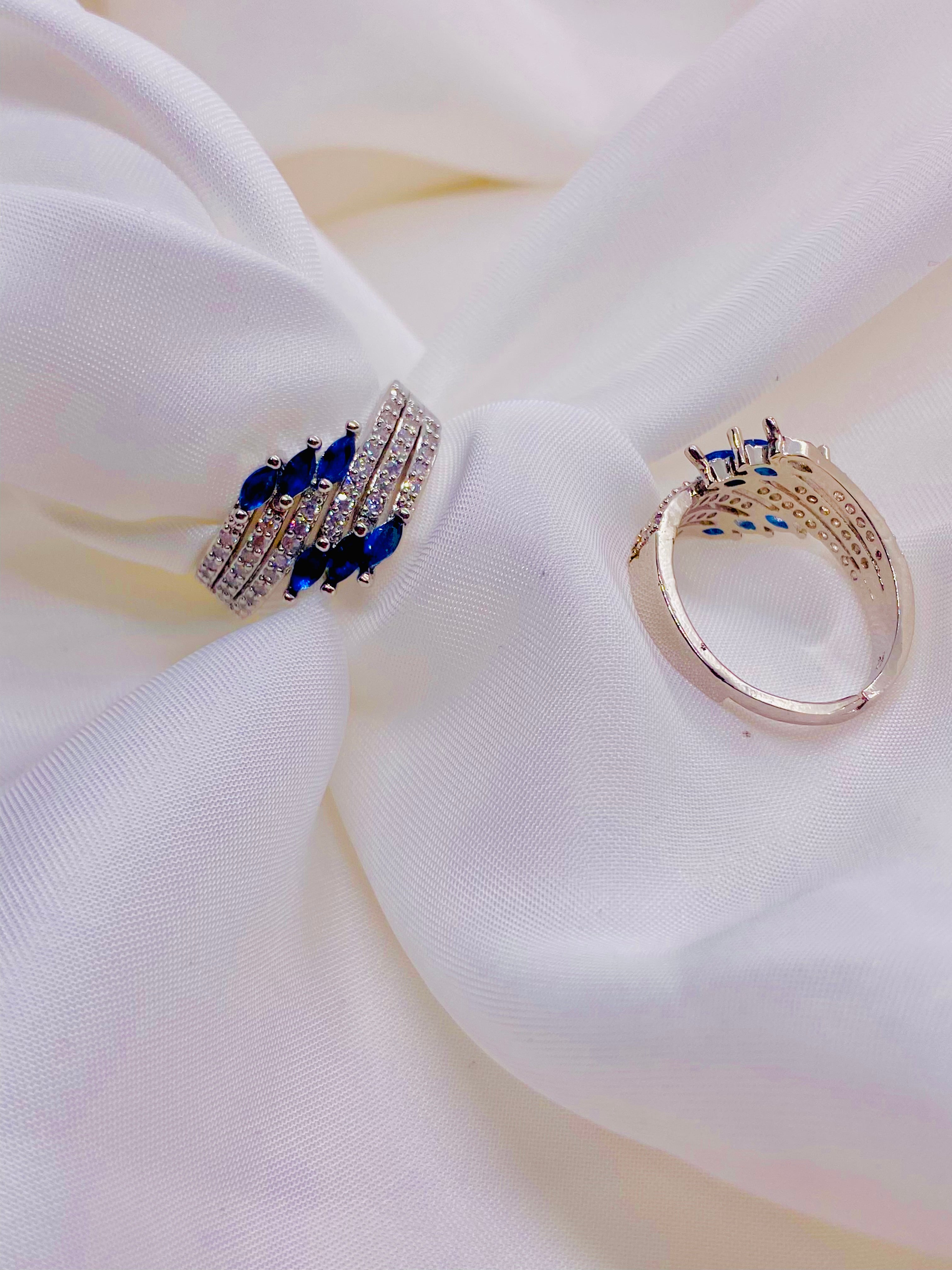 Elegant Sapphire and Diamond Band Ring