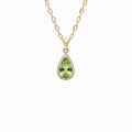 Teardrop Cut Peridot Pendant, 24k Halo Moissanite Jewelry