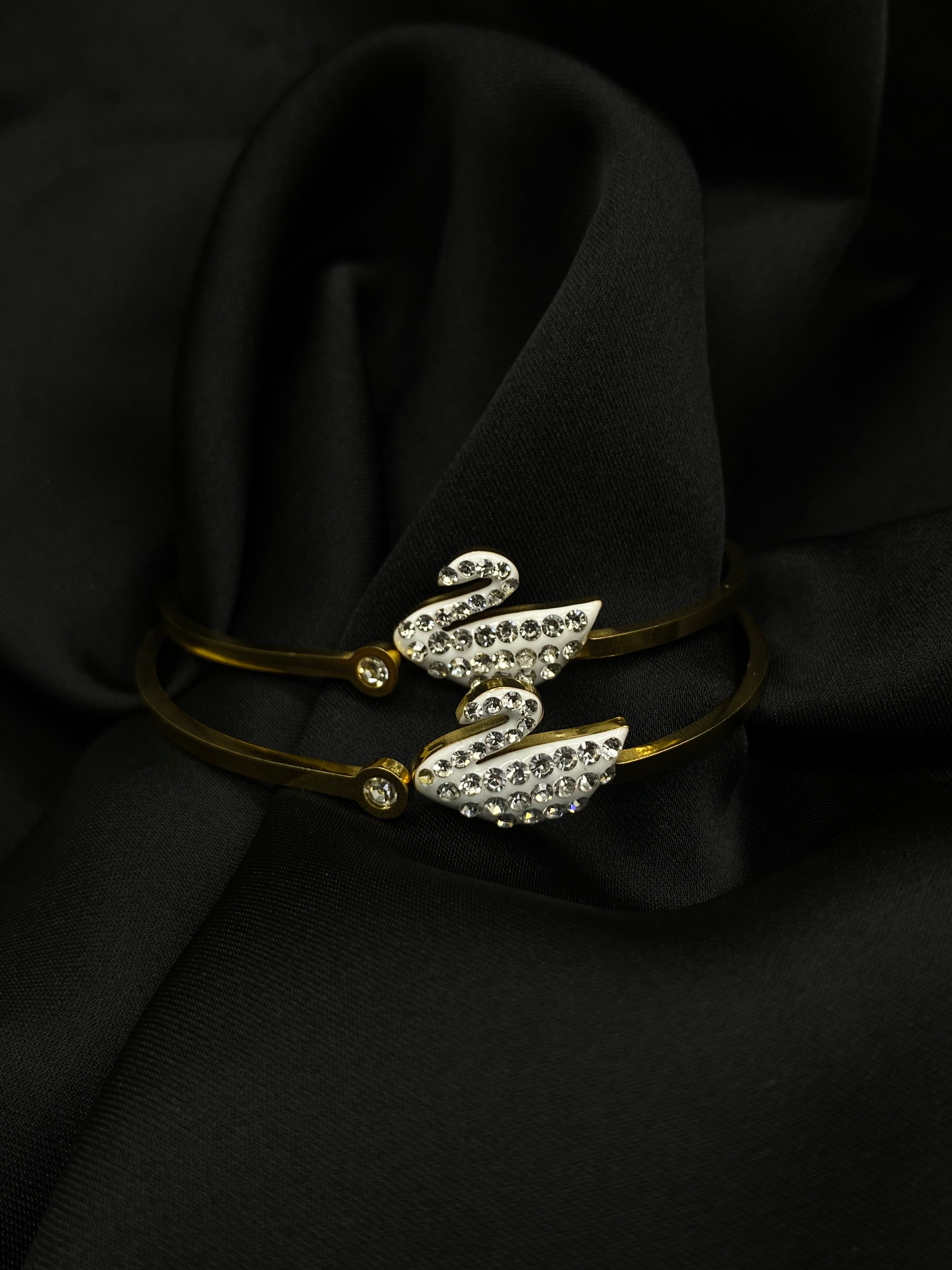 Graceful White Swan Gold-Plated Bracelet
