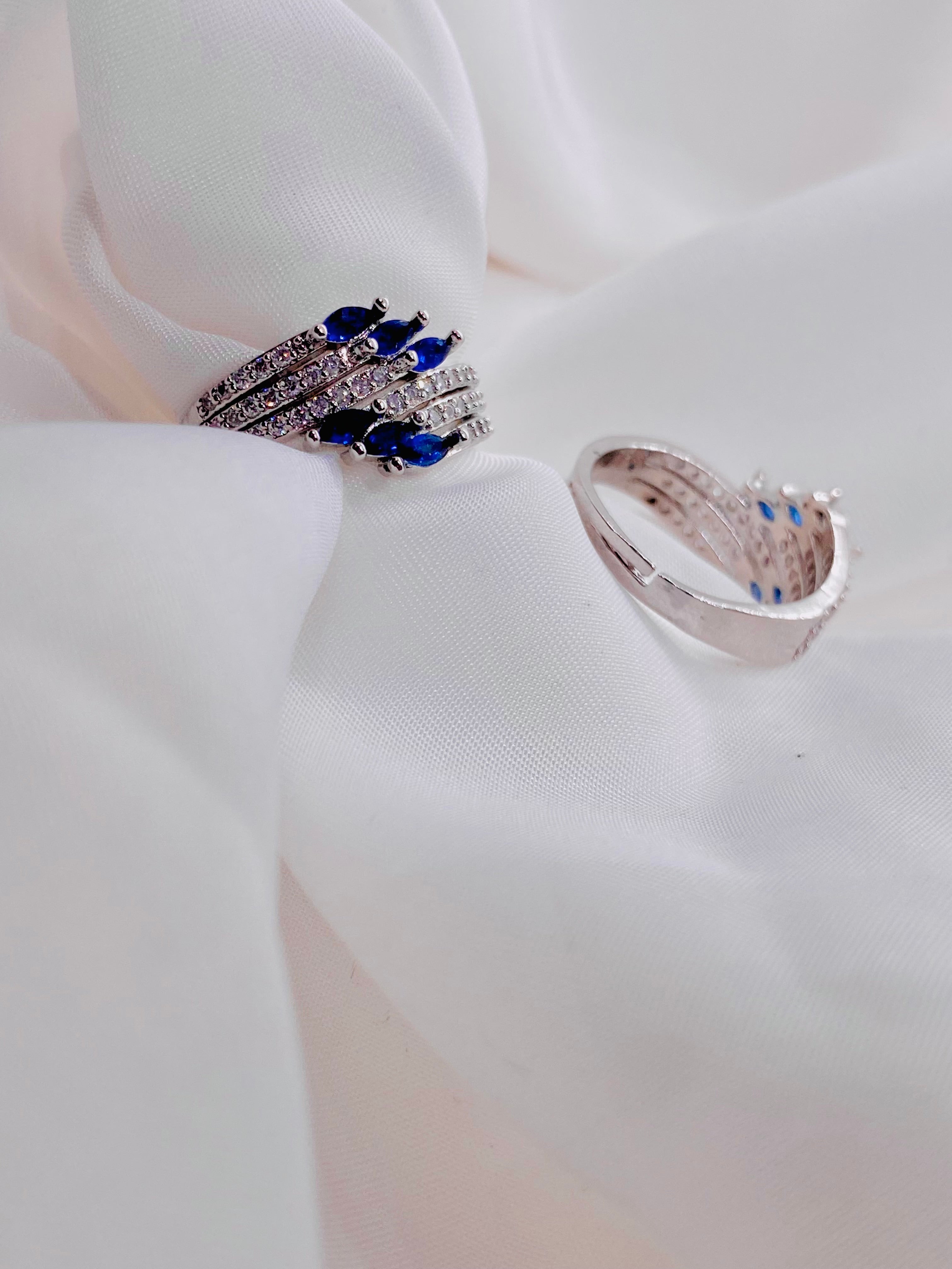 Elegant Sapphire and Diamond Band Ring
