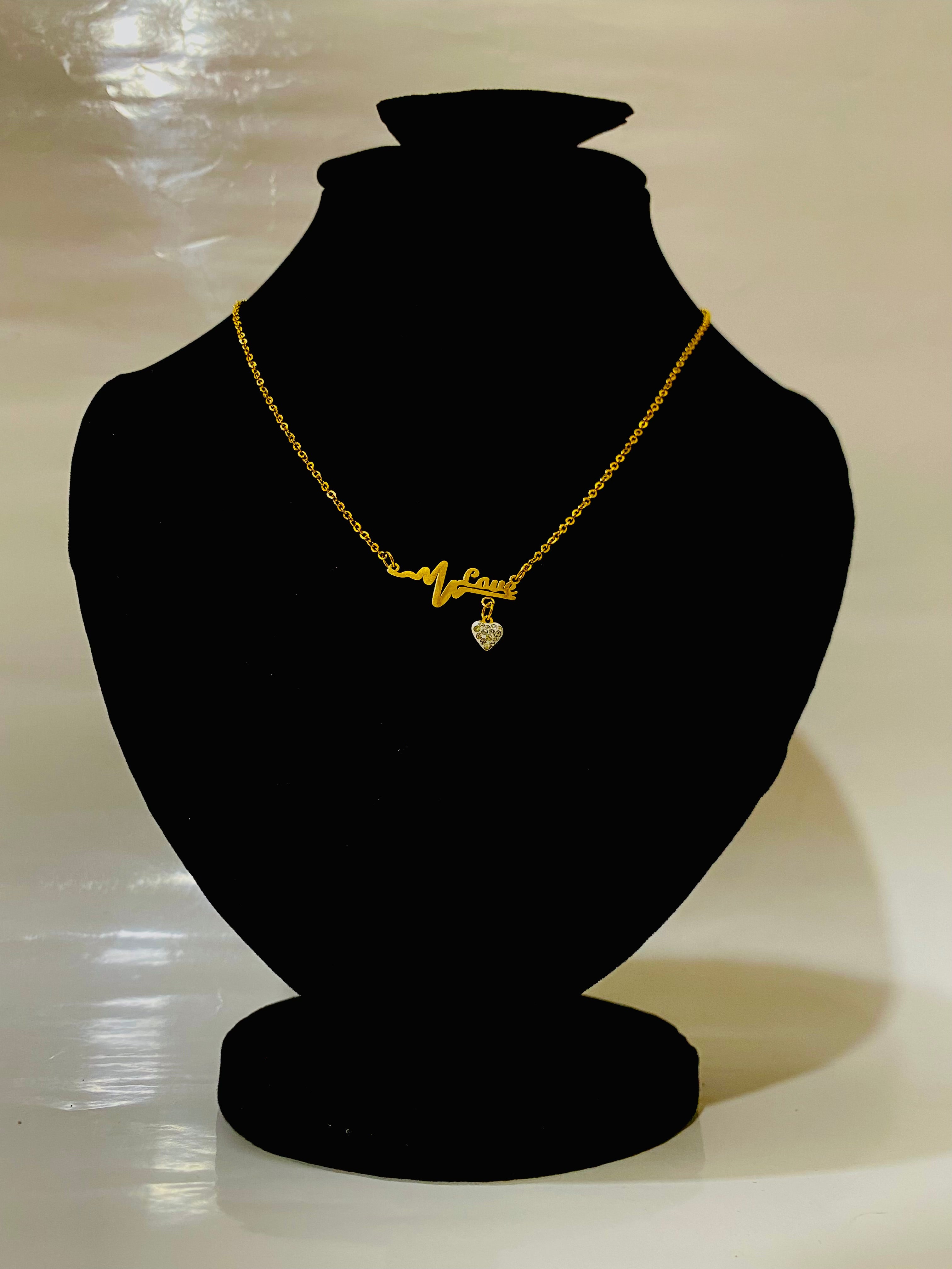 Golden Love Pulse Necklace with Heart Charm
