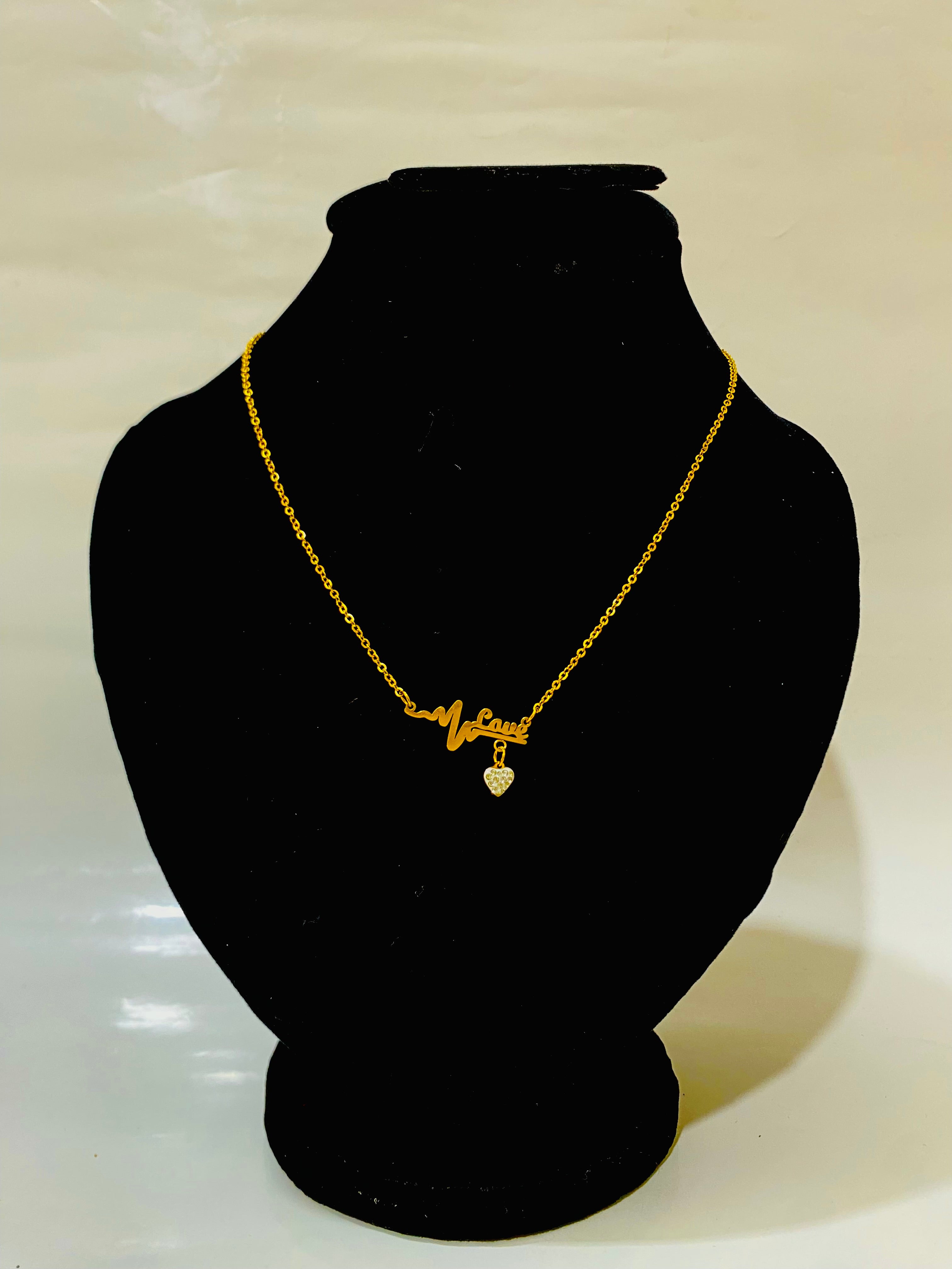 Golden Love Pulse Necklace with Heart Charm
