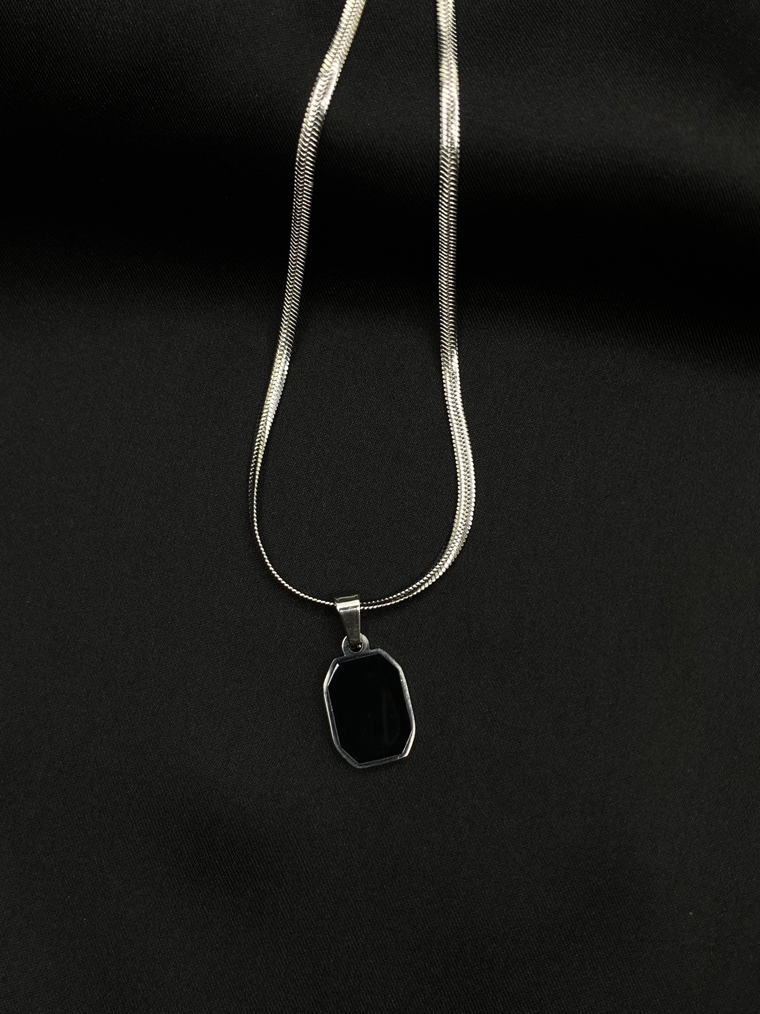 Modern Silver Dog Tag Pendant Necklace