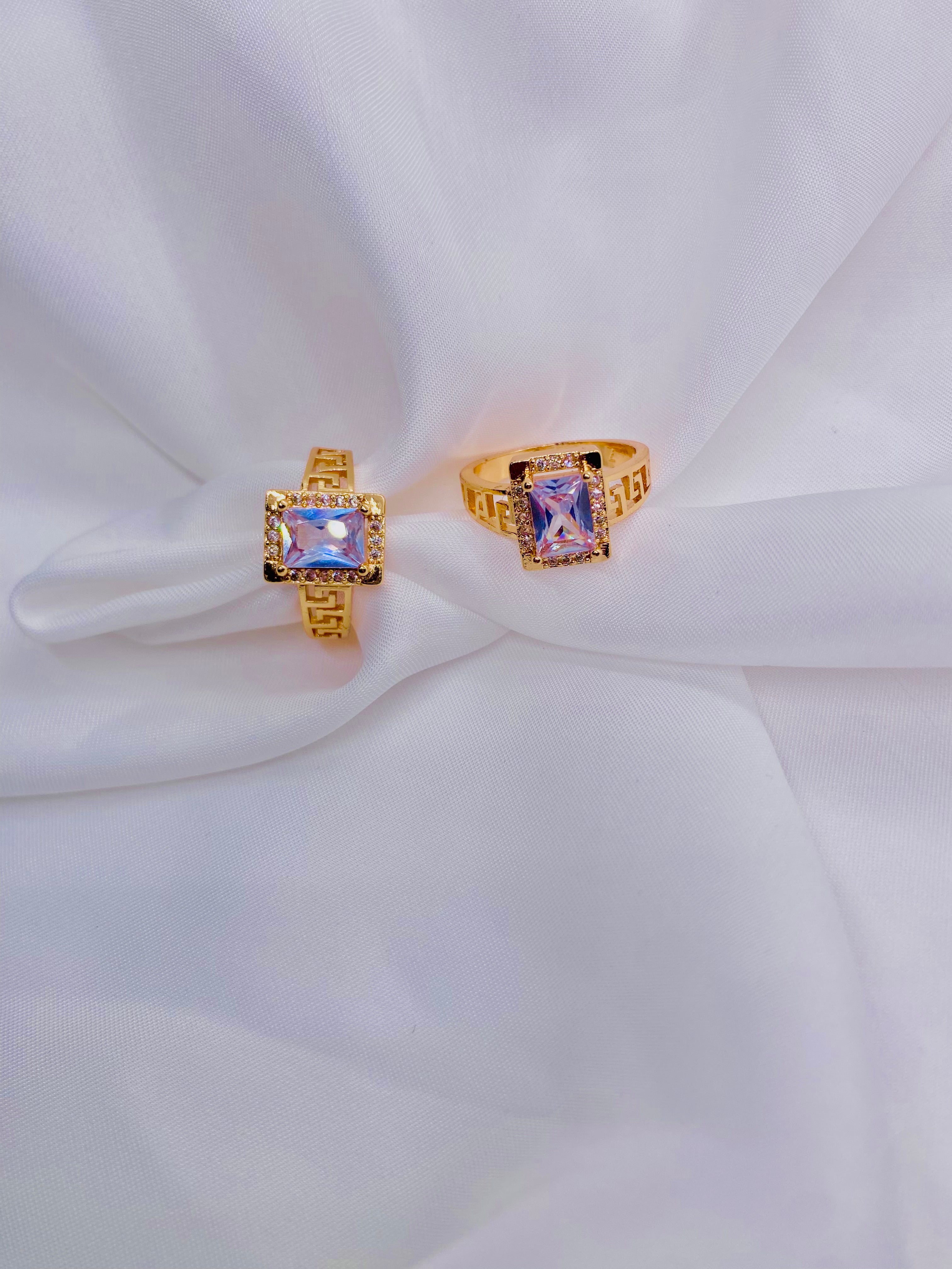 Elegant Gold-Plated Rings with Radiant Aurora Gemstones