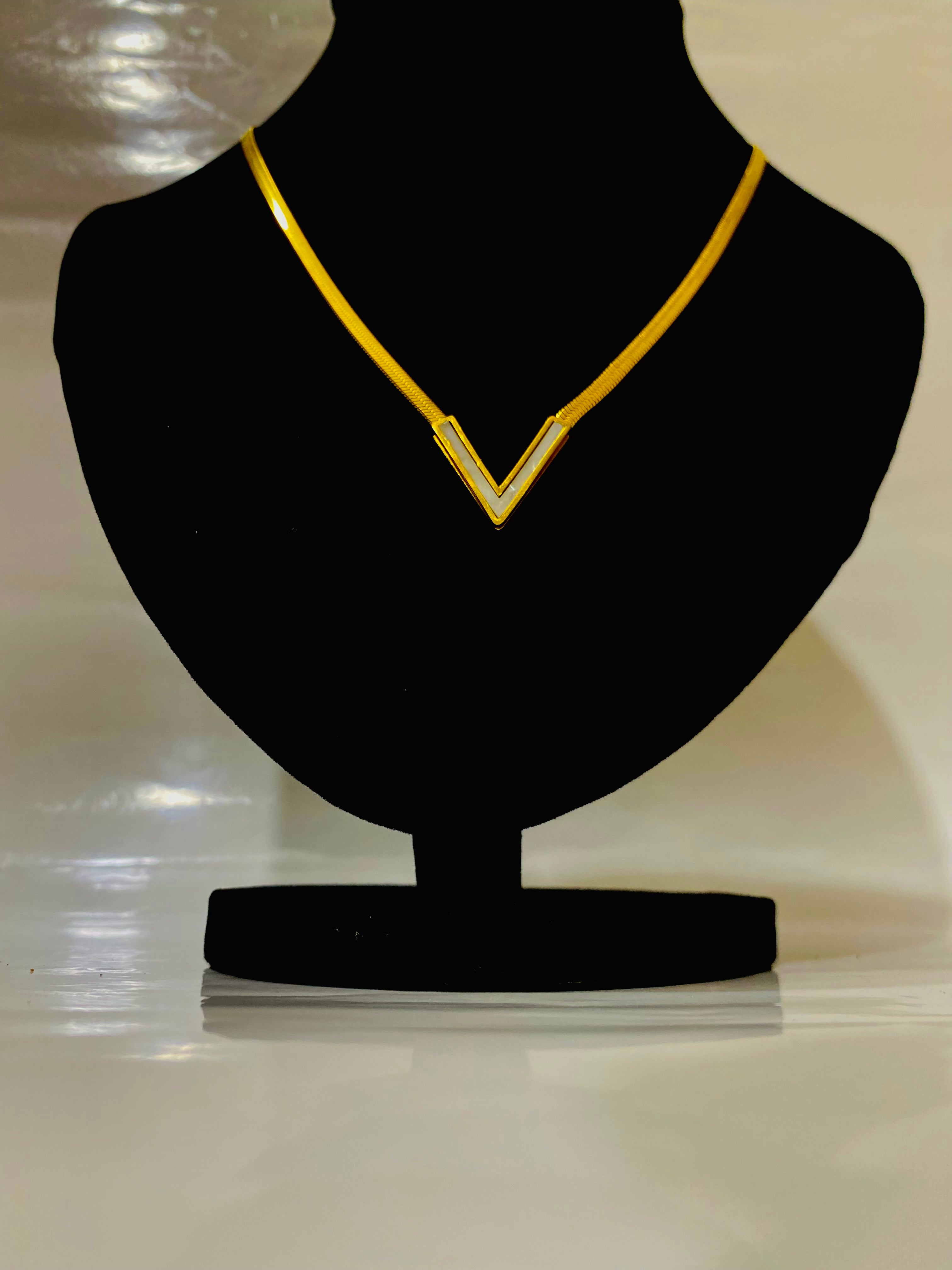 Elegant Gold-Plated V-Shaped Necklace
