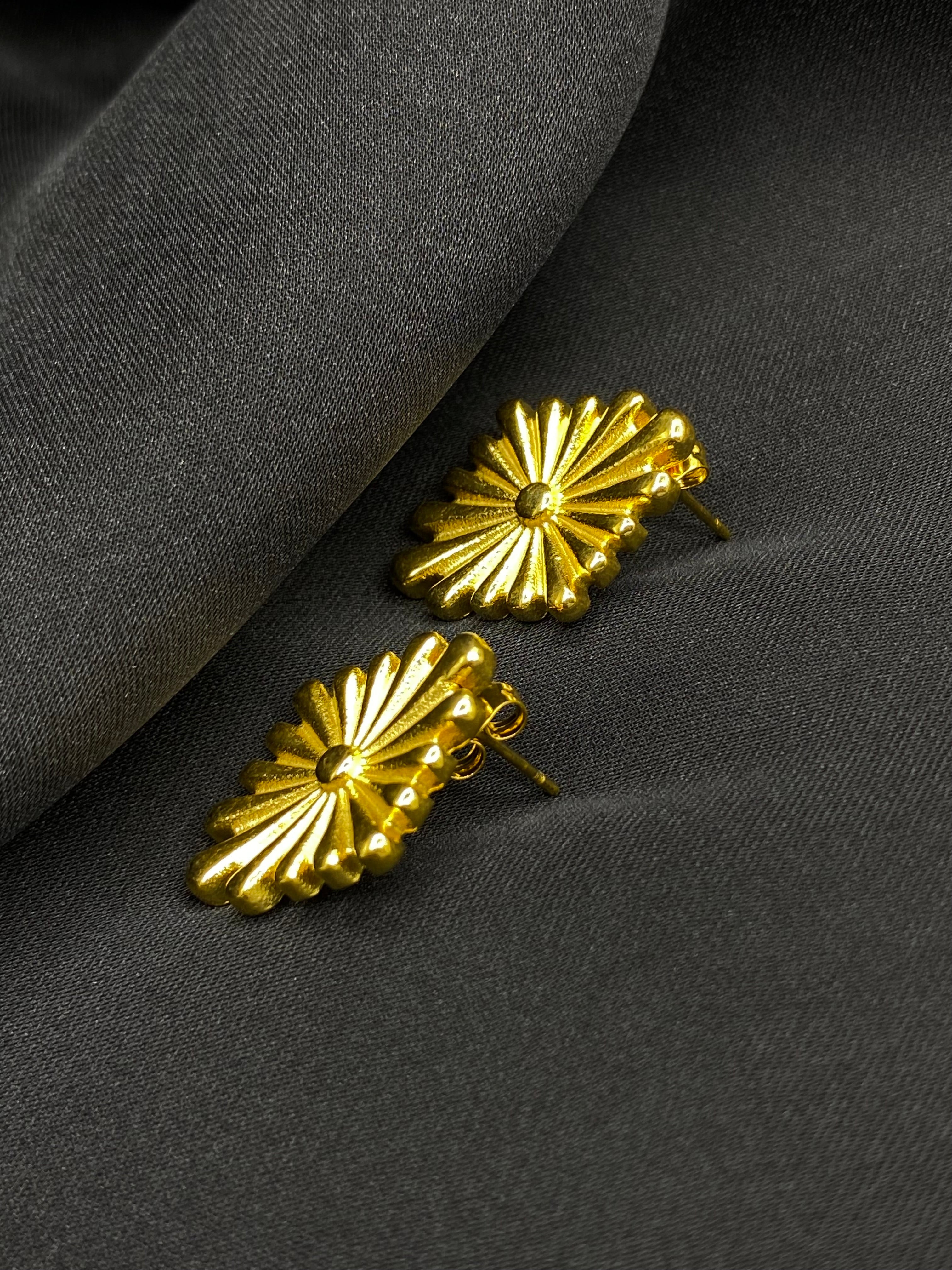 Radiant Burst Gold Stud Earrings