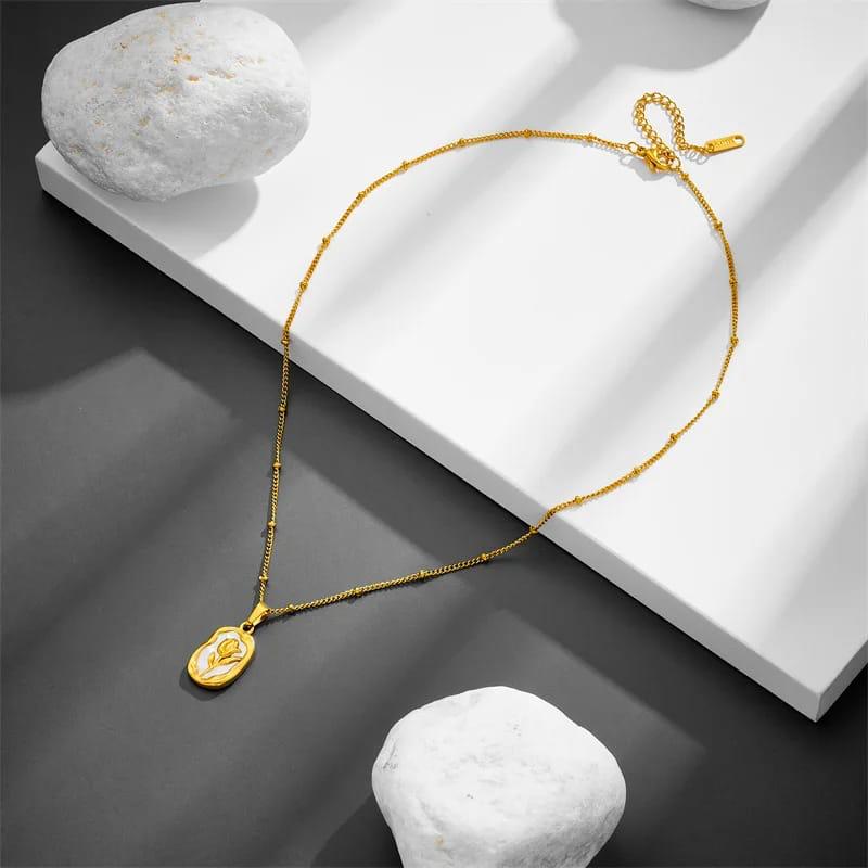 Golden Rose Medallion Necklace