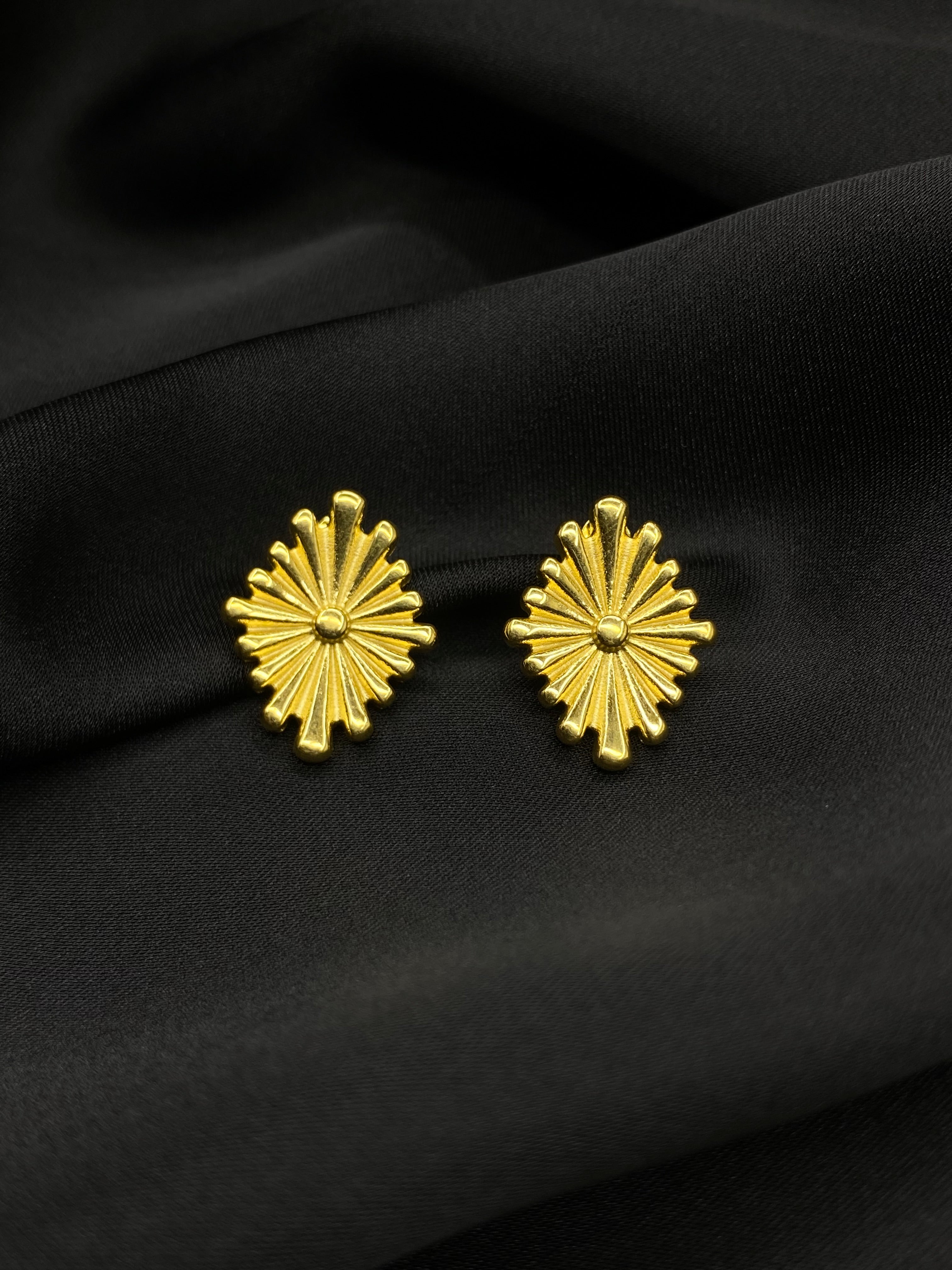 Radiant Burst Gold Stud Earrings