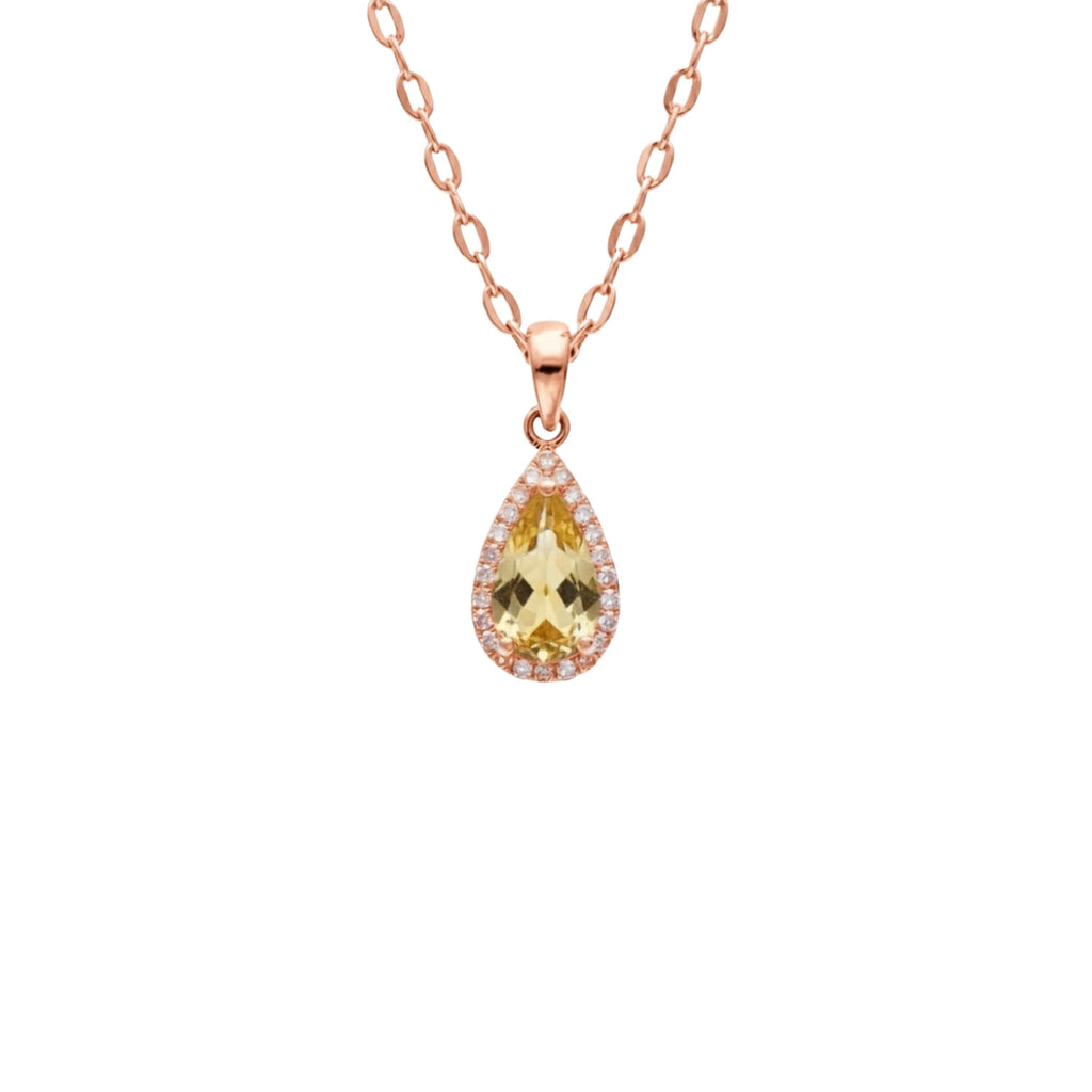 Teardrop Cut Peridot Pendant, 24k Halo Moissanite Jewelry