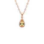 Teardrop Cut Peridot Pendant, 24k Halo Moissanite Jewelry