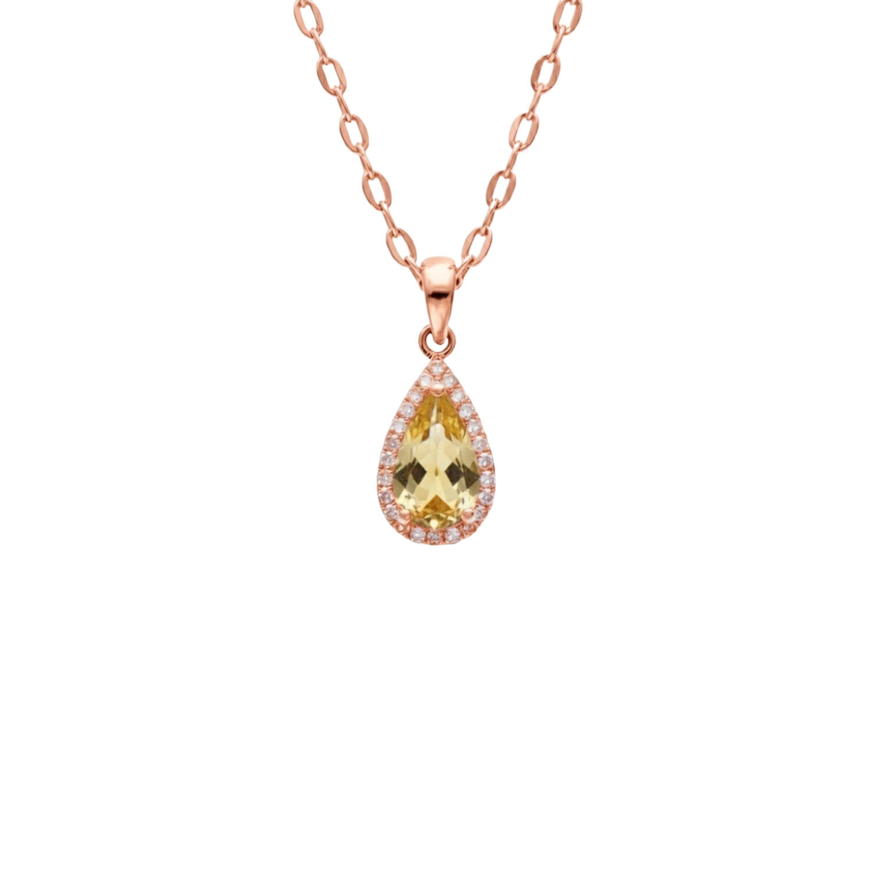 Teardrop Cut Peridot Pendant, 24k Halo Moissanite Jewelry