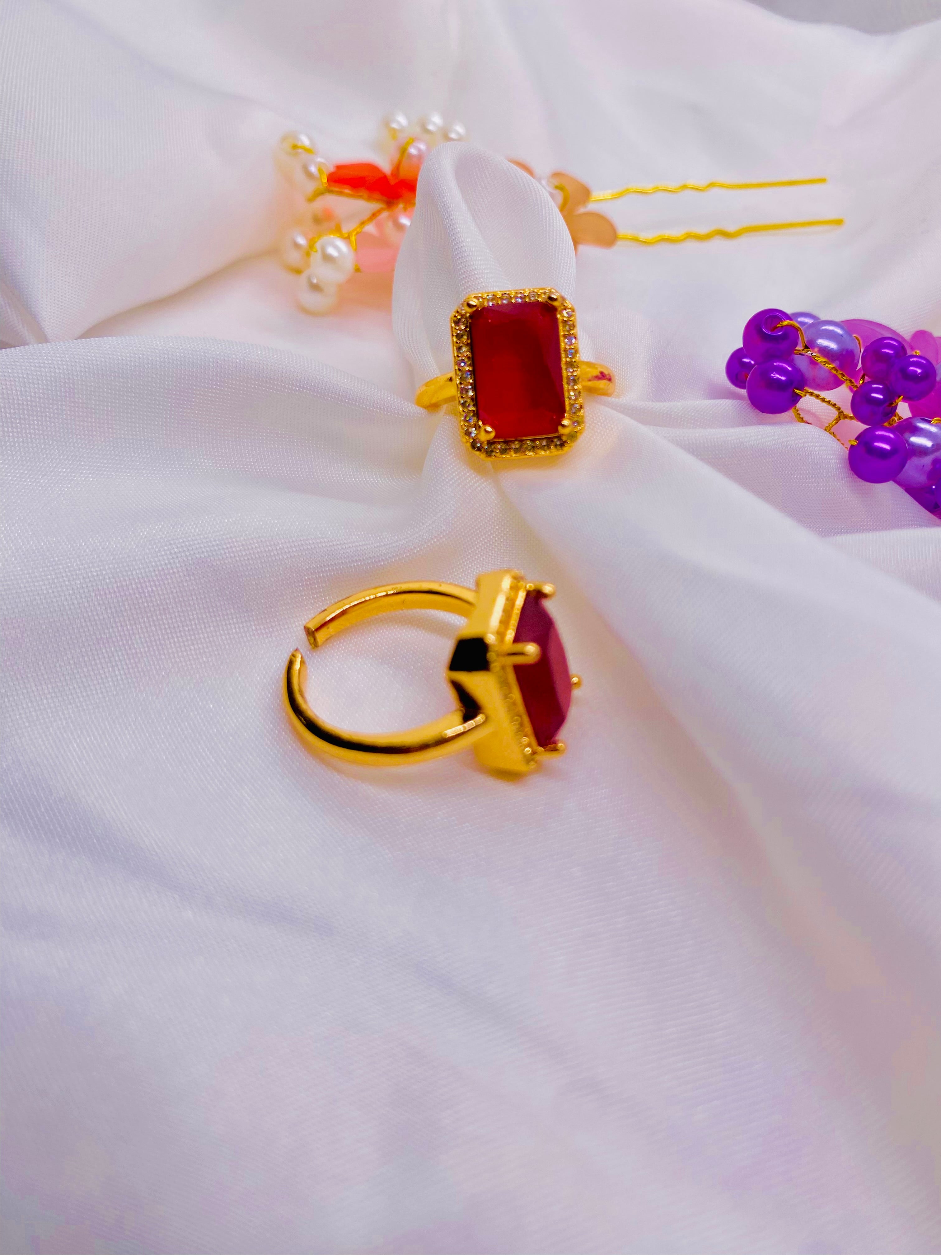Bold Ruby Red Rectangle Ring