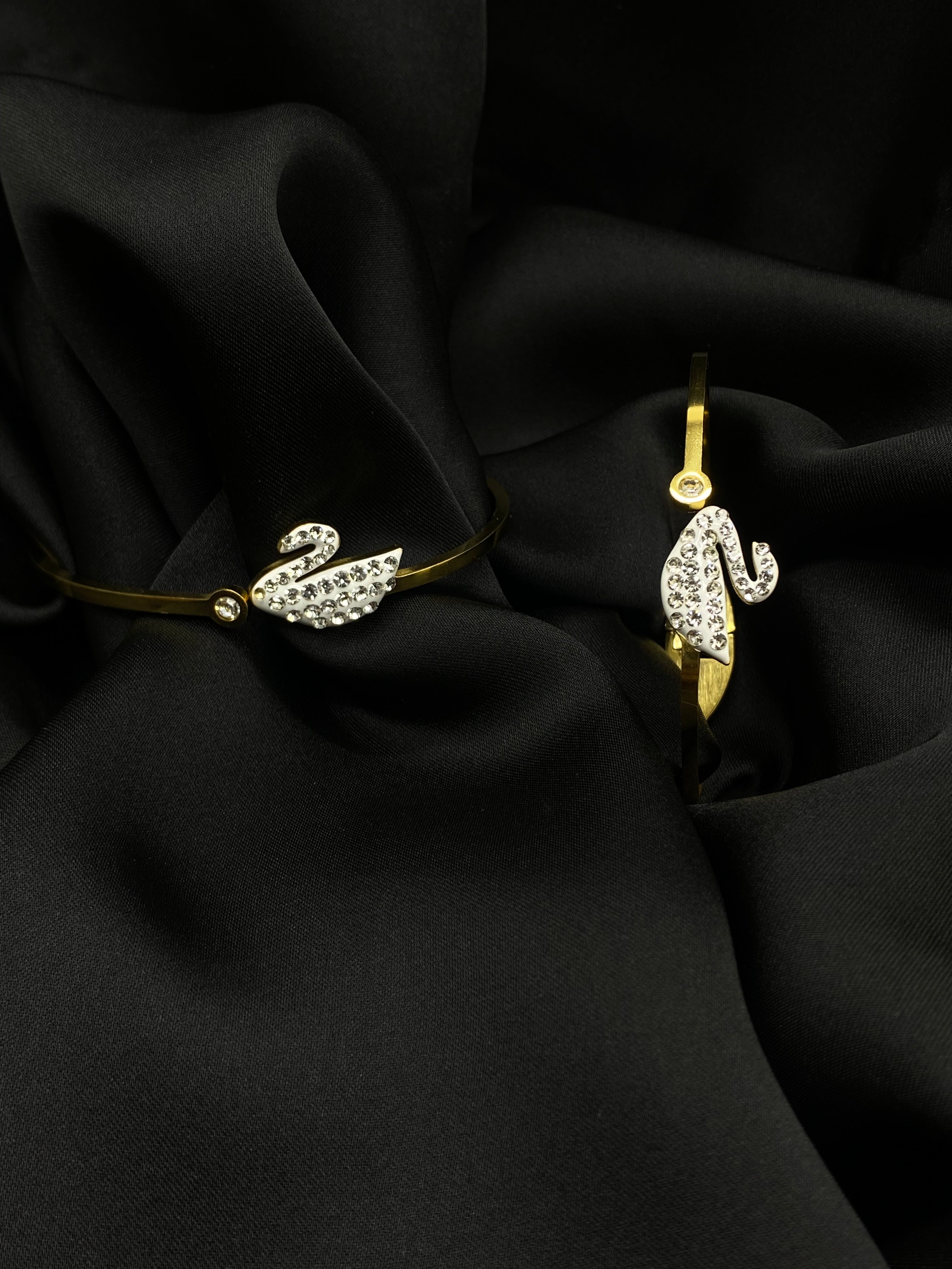 Graceful White Swan Gold-Plated Bracelet